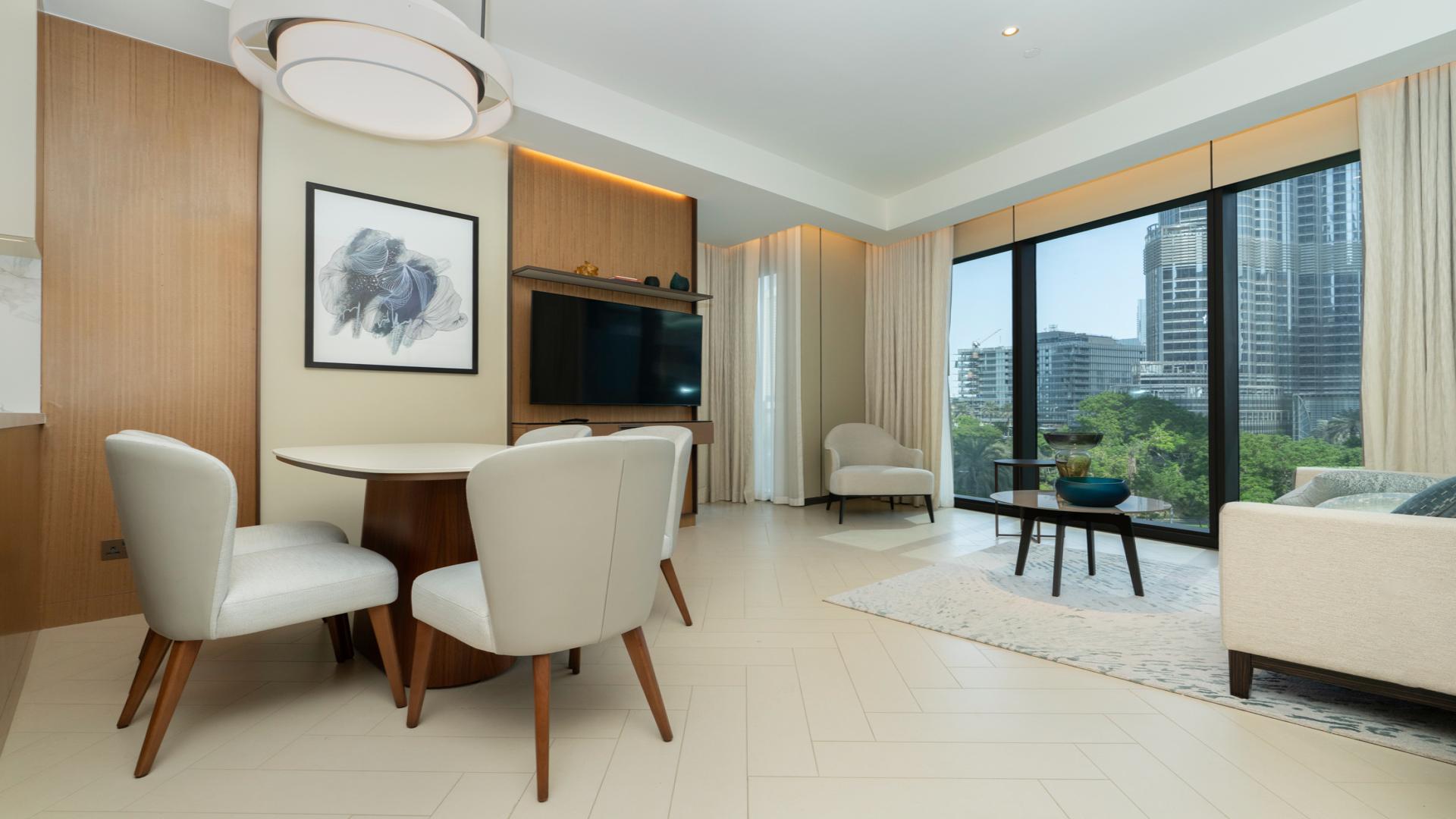 Apartment view of Burj Khalifa from The Address Residences Dubai Opera balcony, Downtown Dubai