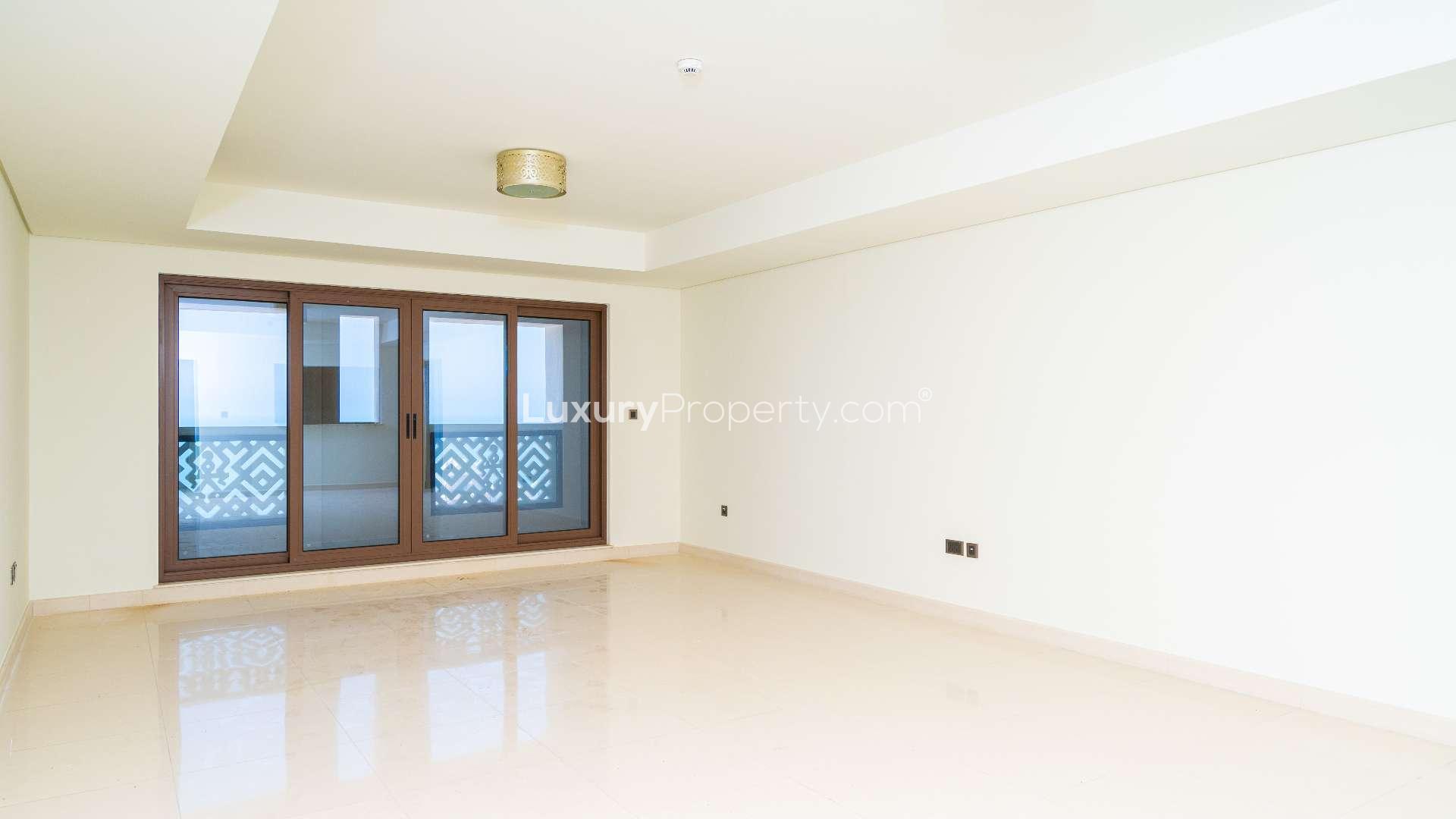 Aerial view of Palm Jumeirah apartment with full sea view in Kingdom of Sheba