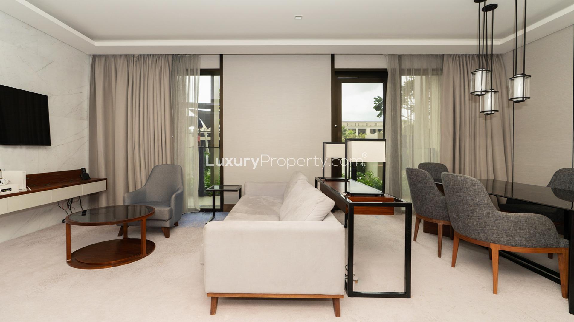 Modern living room and kitchen in Bluewaters Residences apartment for rent, Ref No: LP48761