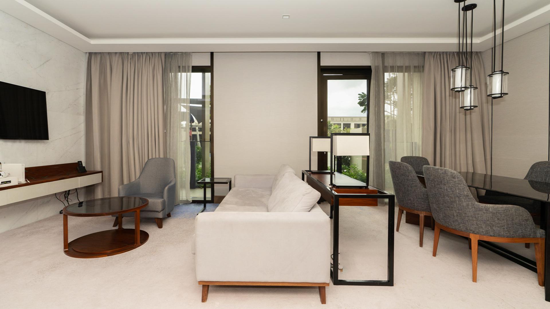 Modern living room and kitchen in Bluewaters Residences apartment for rent, Ref No: LP48761