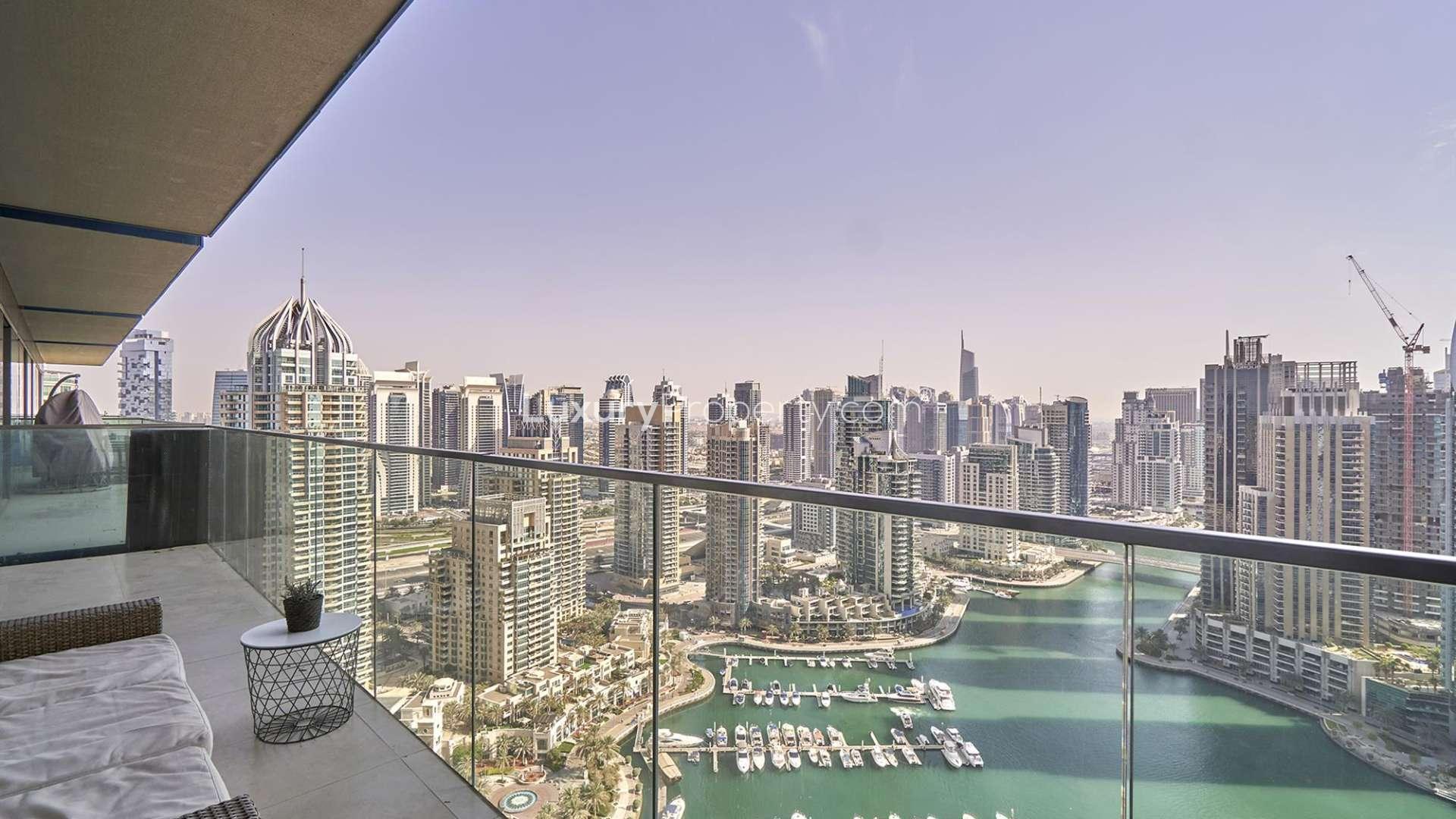 Modern kitchen in 2-bedroom apartment at Marina Gate, Dubai Marina, with sleek countertops