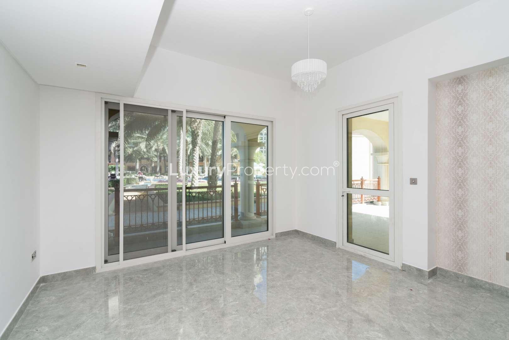 Spacious living area in upgraded two-bedroom apartment, Marina Residence, Palm Jumeirah for rent