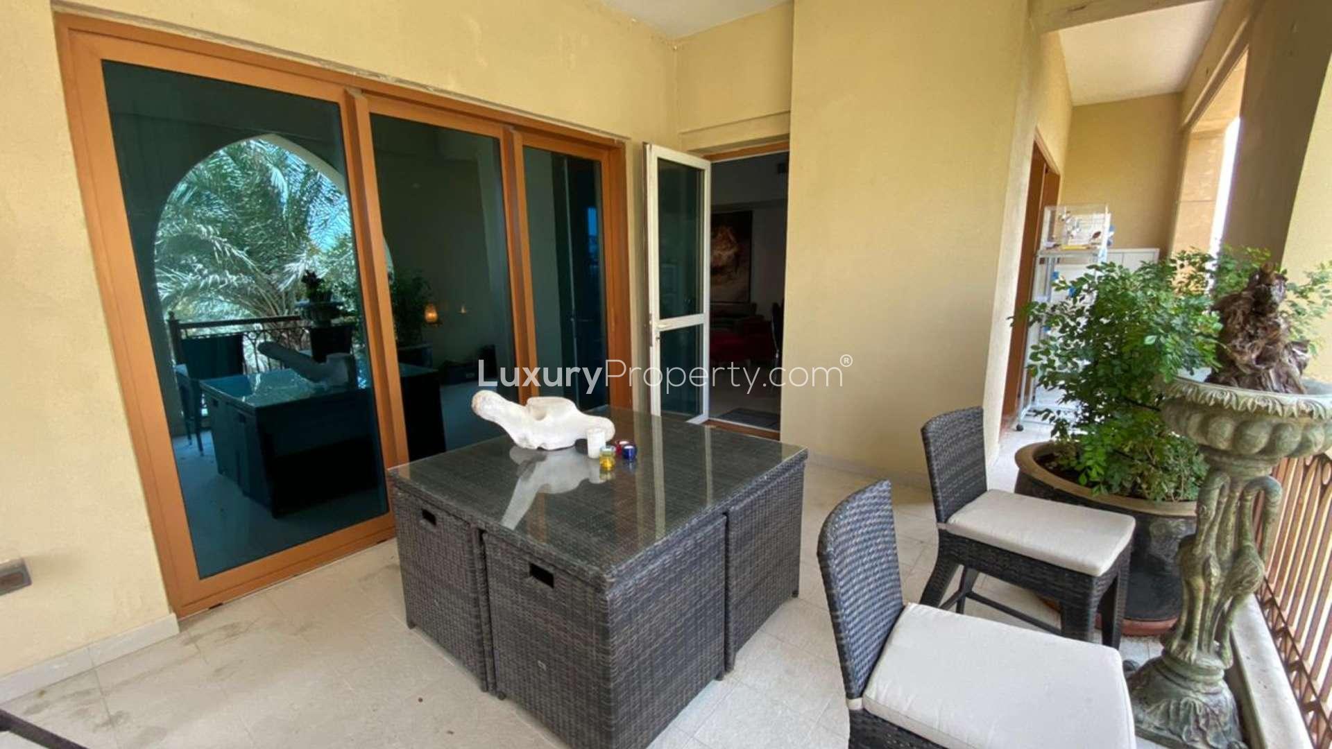 Bedroom interior of large Type D apartment, Palm Jumeirah, Marina Residences, for rent