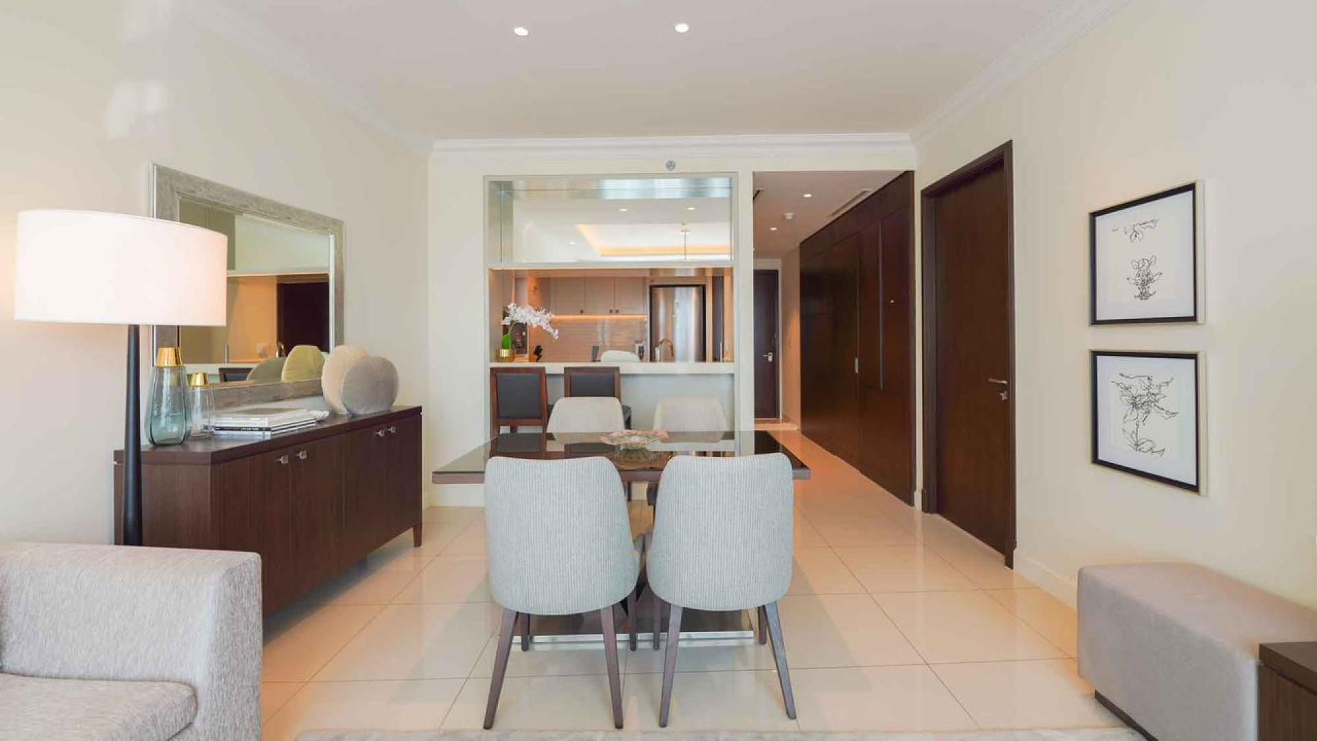 Modern living room in 1-bedroom apartment, Address Fountain Views, Downtown Dubai, for rent