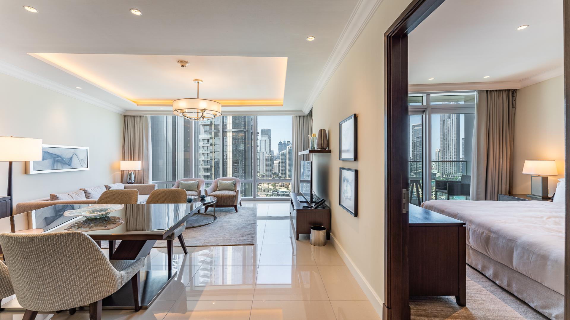 Skyline view from 1-bed apartment balcony in The Address Residence Fountain Views, Downtown Dubai