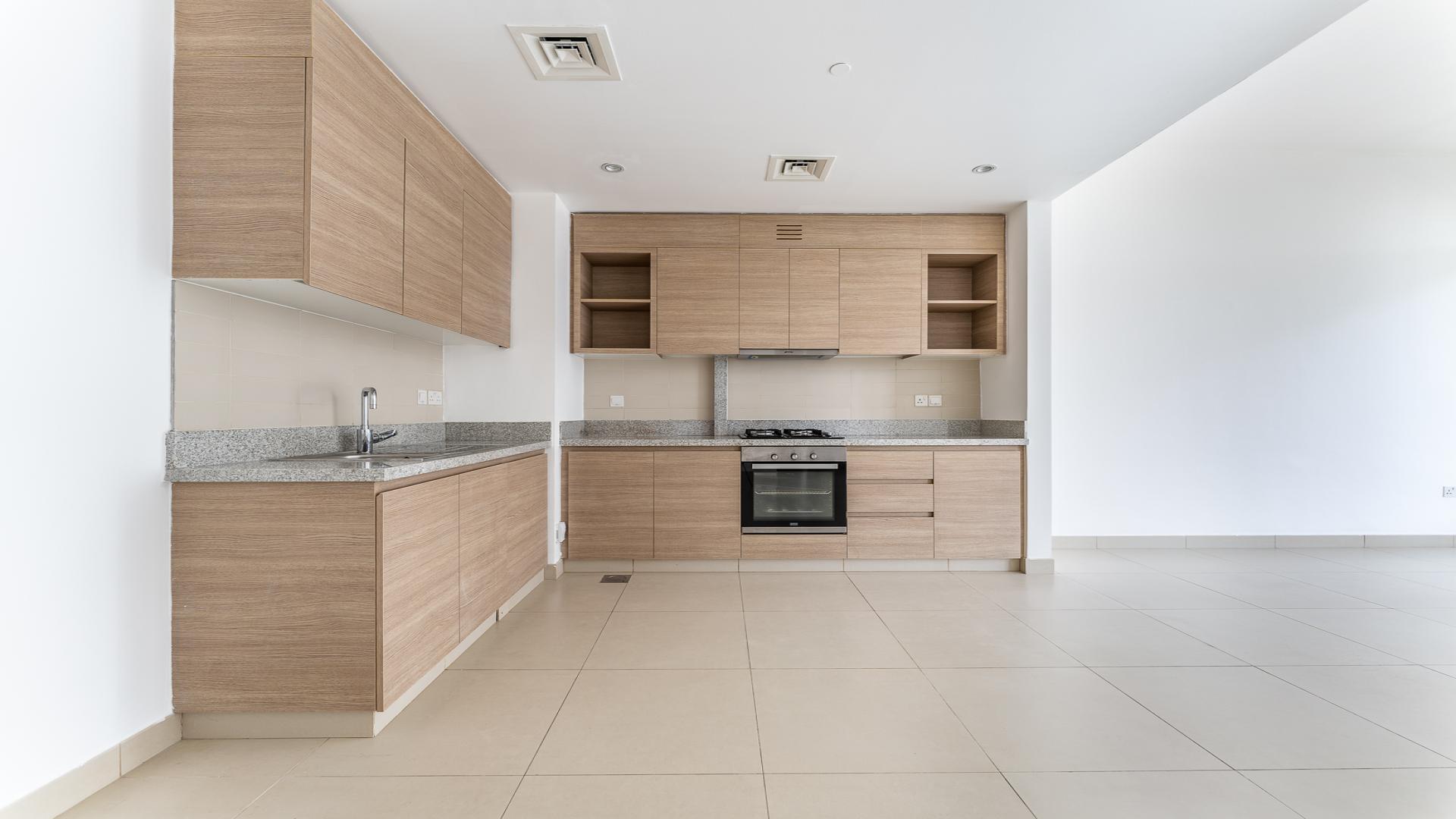 Balcony view of modern apartment in Dubai Hills Estate Acacia, Park Heights community