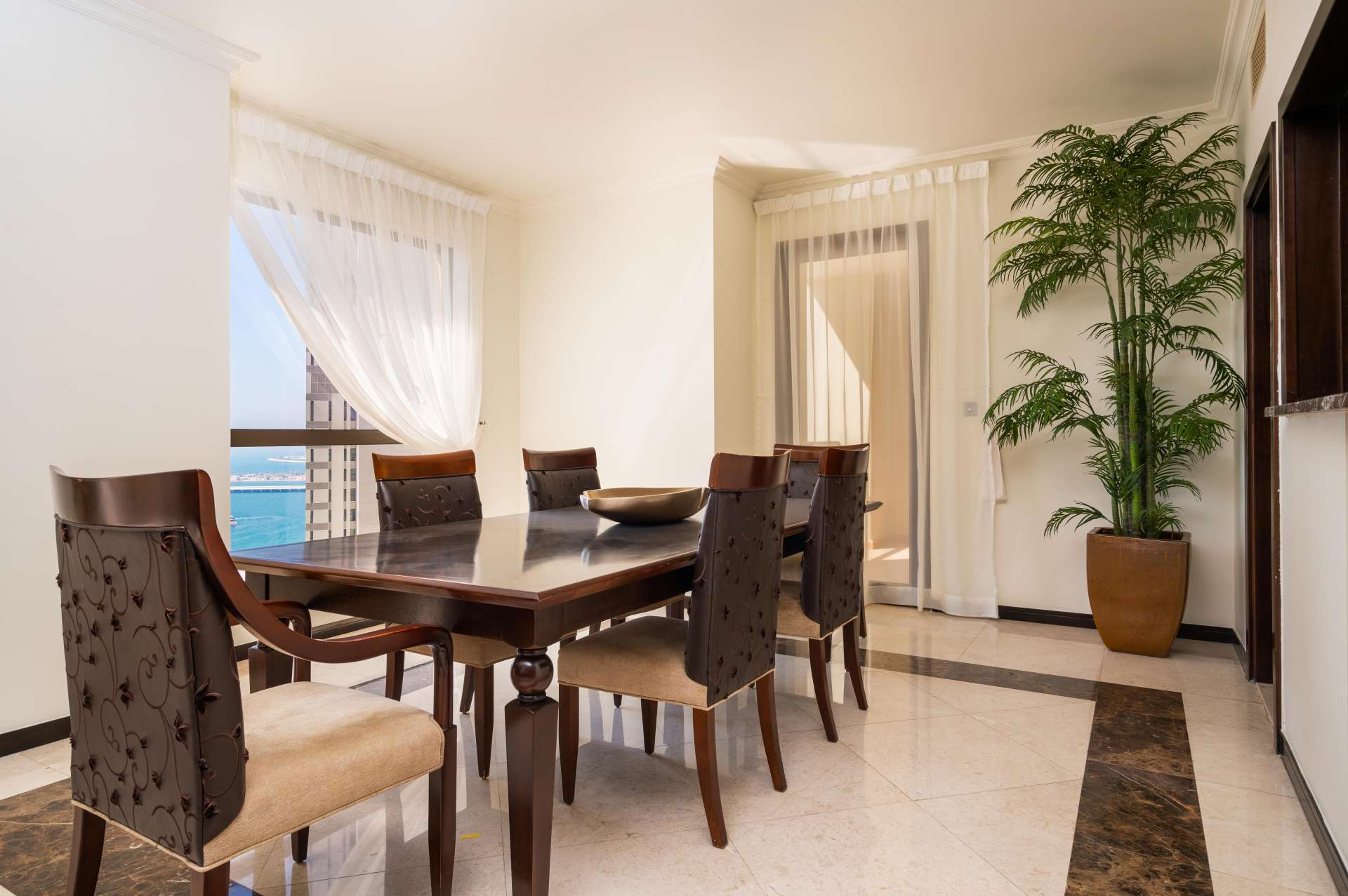 Spacious living room with sea view in 3-bedroom Murjan 4 apartment, JBR for rent