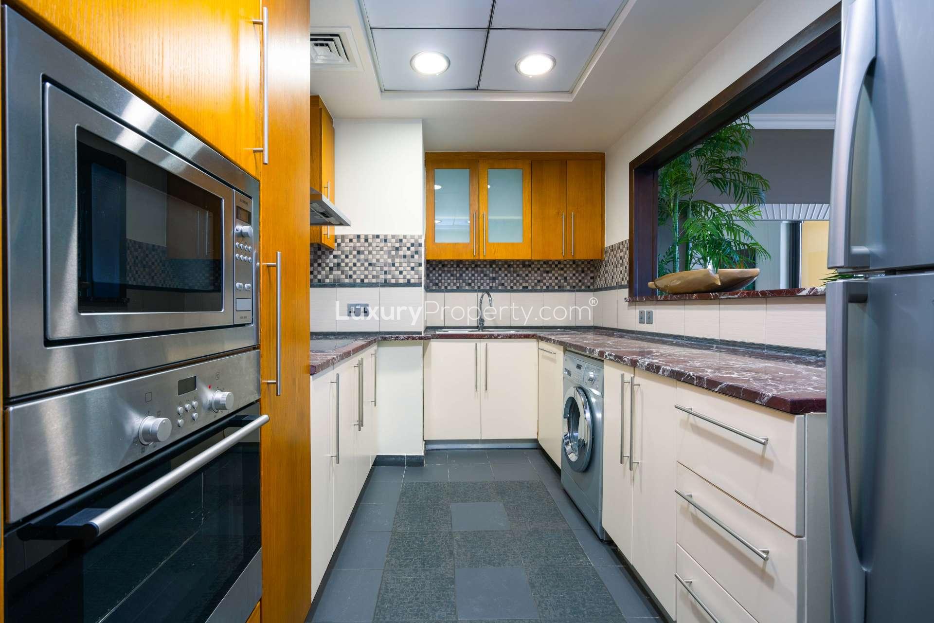 N/A,Modern kitchen in 2-bedroom high floor apartment, Murjan 4, JBR, with sleek appliances