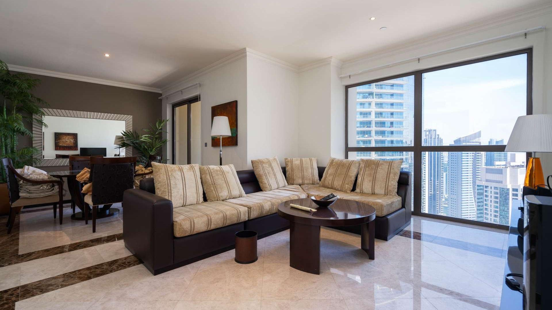 2-bedroom high-floor apartment living room in Murjan 4, JBR, with modern furnishings