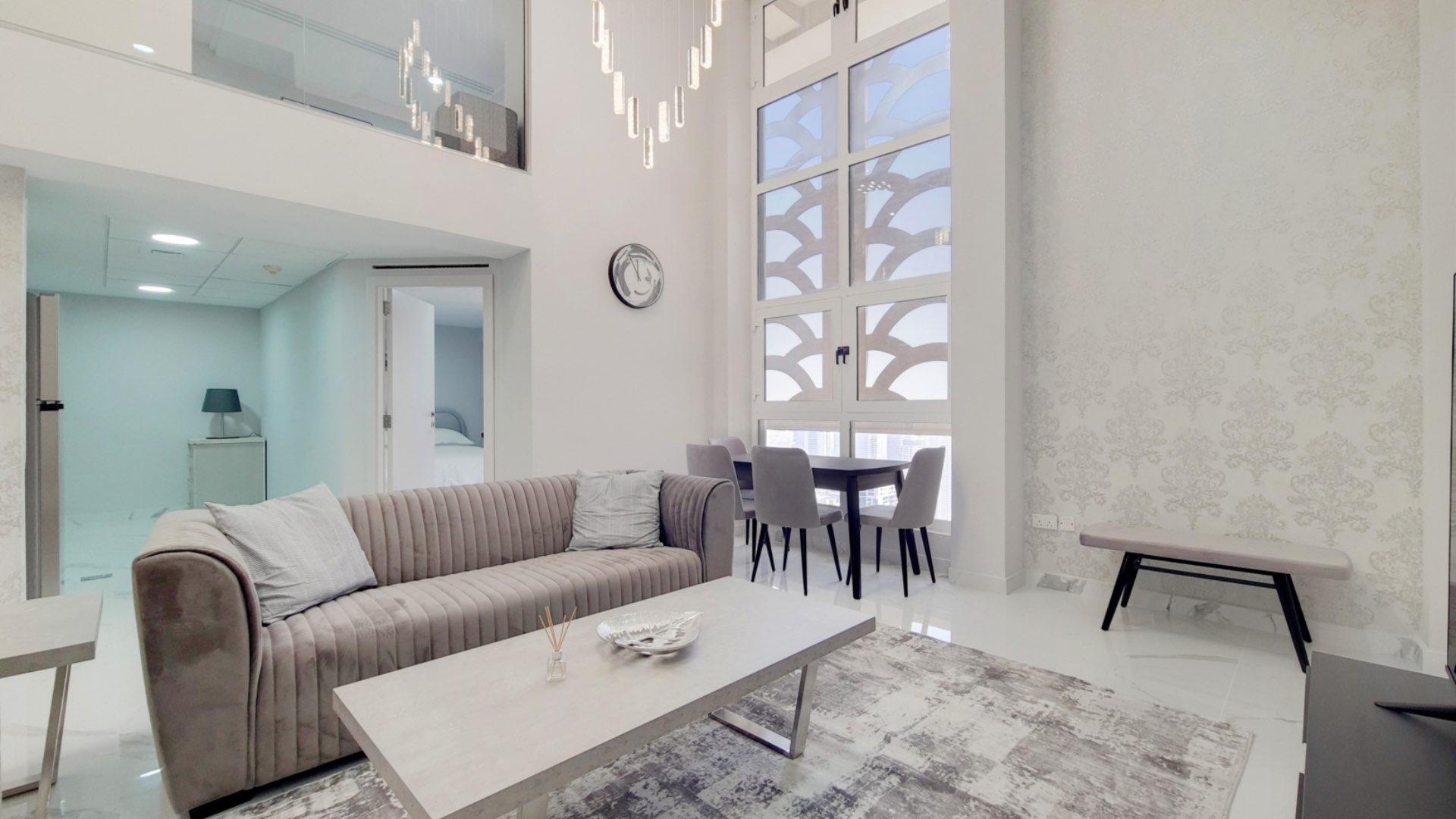 Fully upgraded loft apartment living area in Murjan, Jumeirah Beach Residence for rent