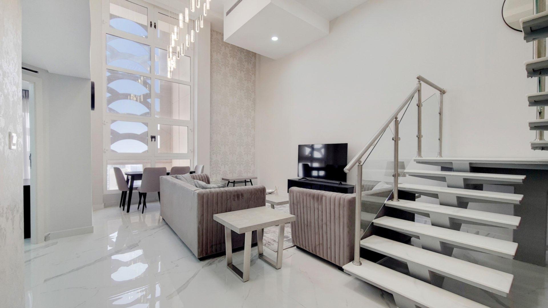 Modern living room in fully upgraded loft apartment, Jumeirah Beach Residence, Murjan