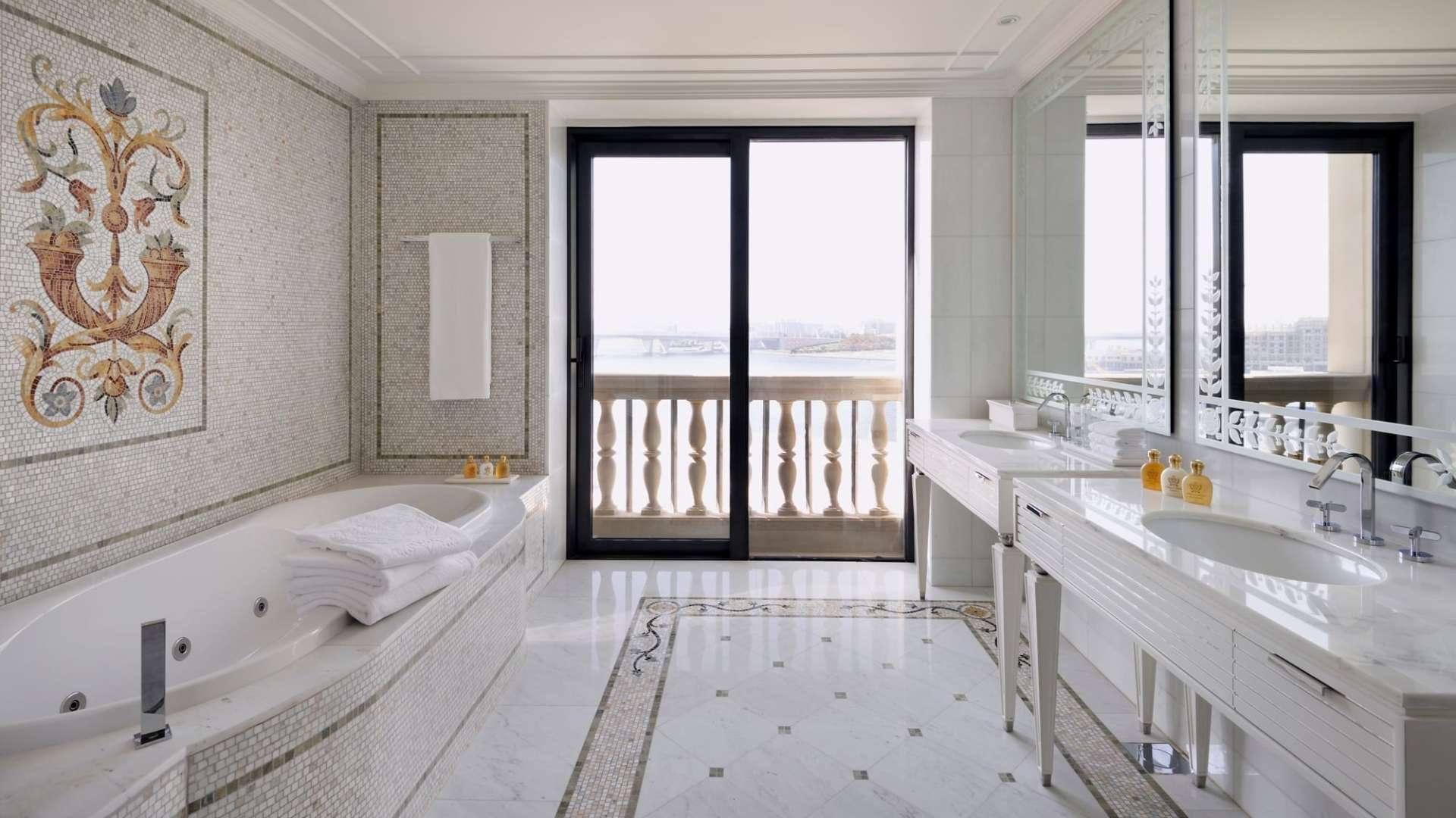 Luxurious bedroom in Palazzo Versace apartment, featuring elegant decor and plush furnishings