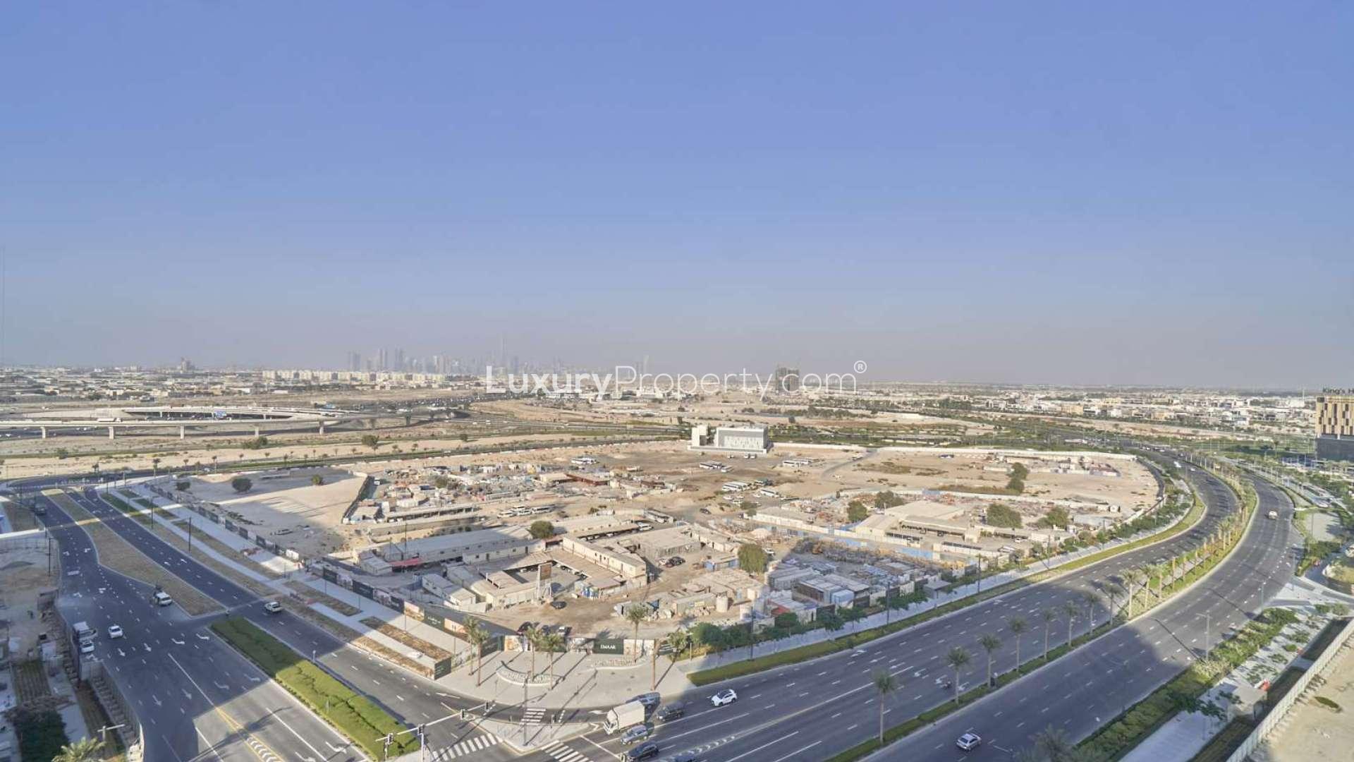 Modern kitchen in high-floor apartment at Park Ridge, Dubai Hills Estate, available for rent