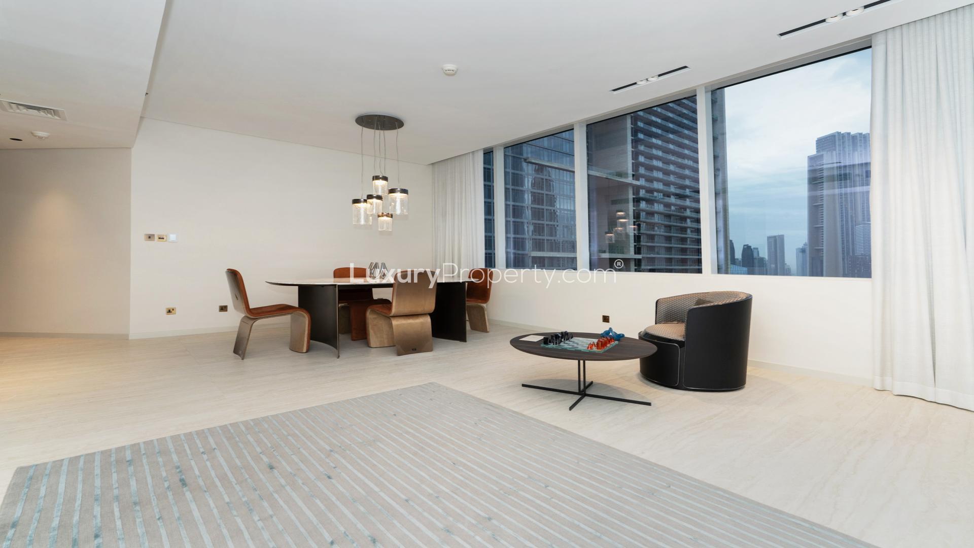 Modern dining area in spacious 2-bedroom apartment at Sky Gardens, DIFC for rent