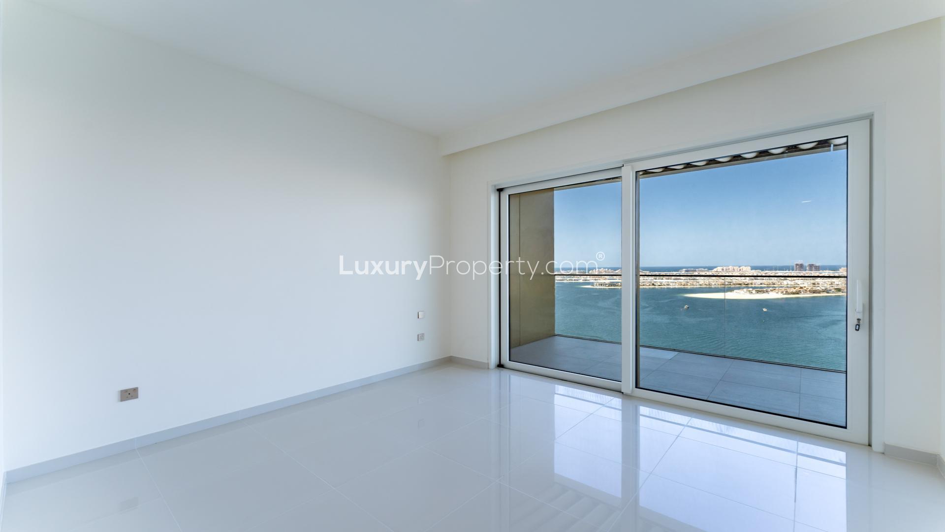 Spacious balcony view of the sea from Elie Saab apartment in Dubai Harbour