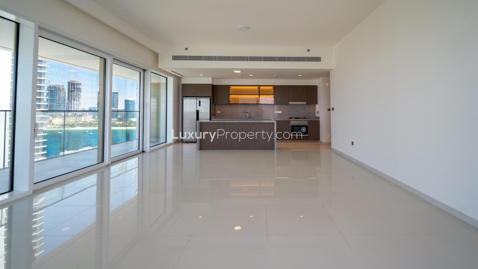 Stylish Elie Saab apartment interior with sea view in Emaar Beachfront, Dubai Harbour