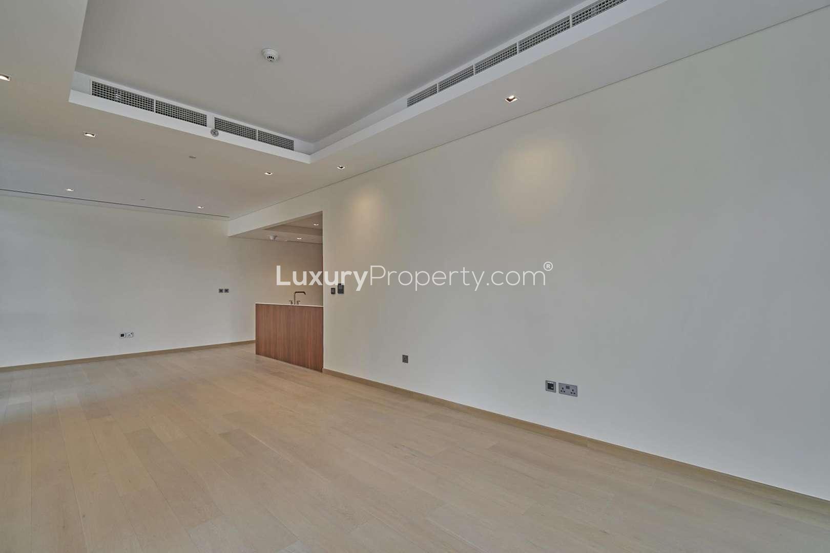 Luxurious open-plan kitchen and living area in RP Heights apartment, Downtown Dubai