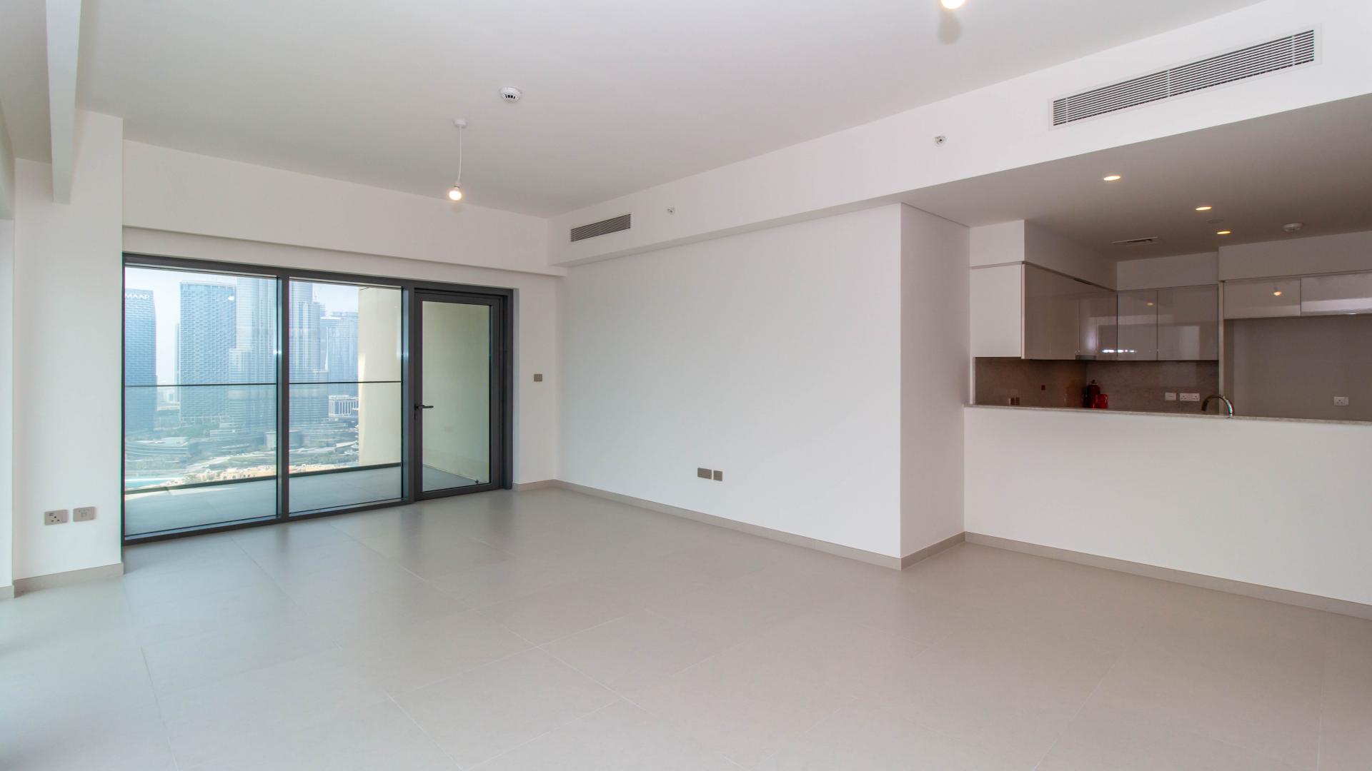 Modern living room in 2-bedroom apartment, Burj Royale, Downtown Dubai with city view