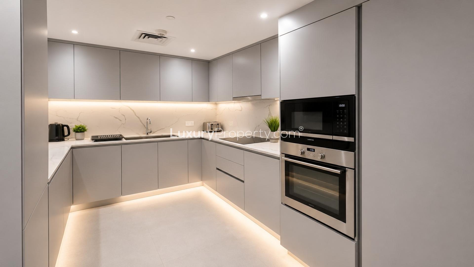 Modern kitchen in furnished 2-bedroom apartment, Yansoon, Old Town, available for rent