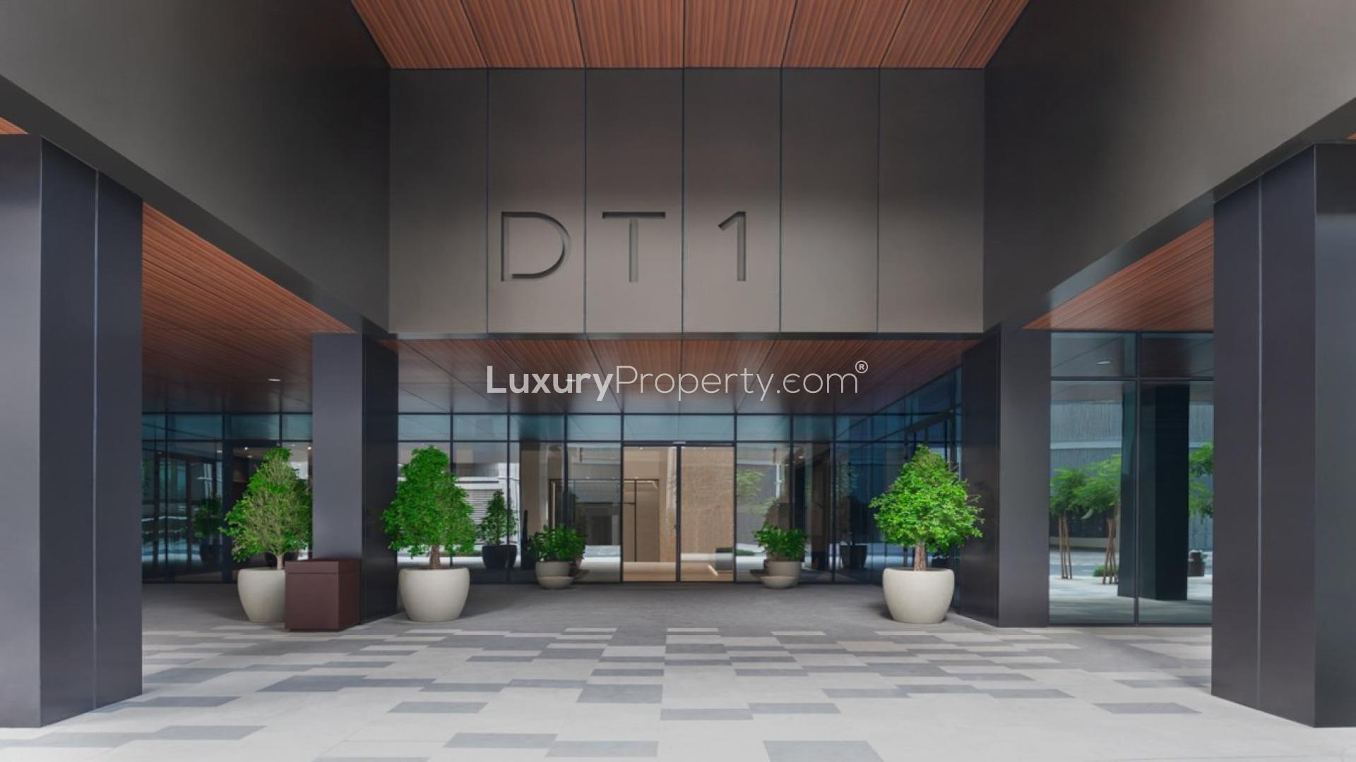 Spacious furnished living room in 2-bedroom apartment, DT1 Downtown Dubai, for rent