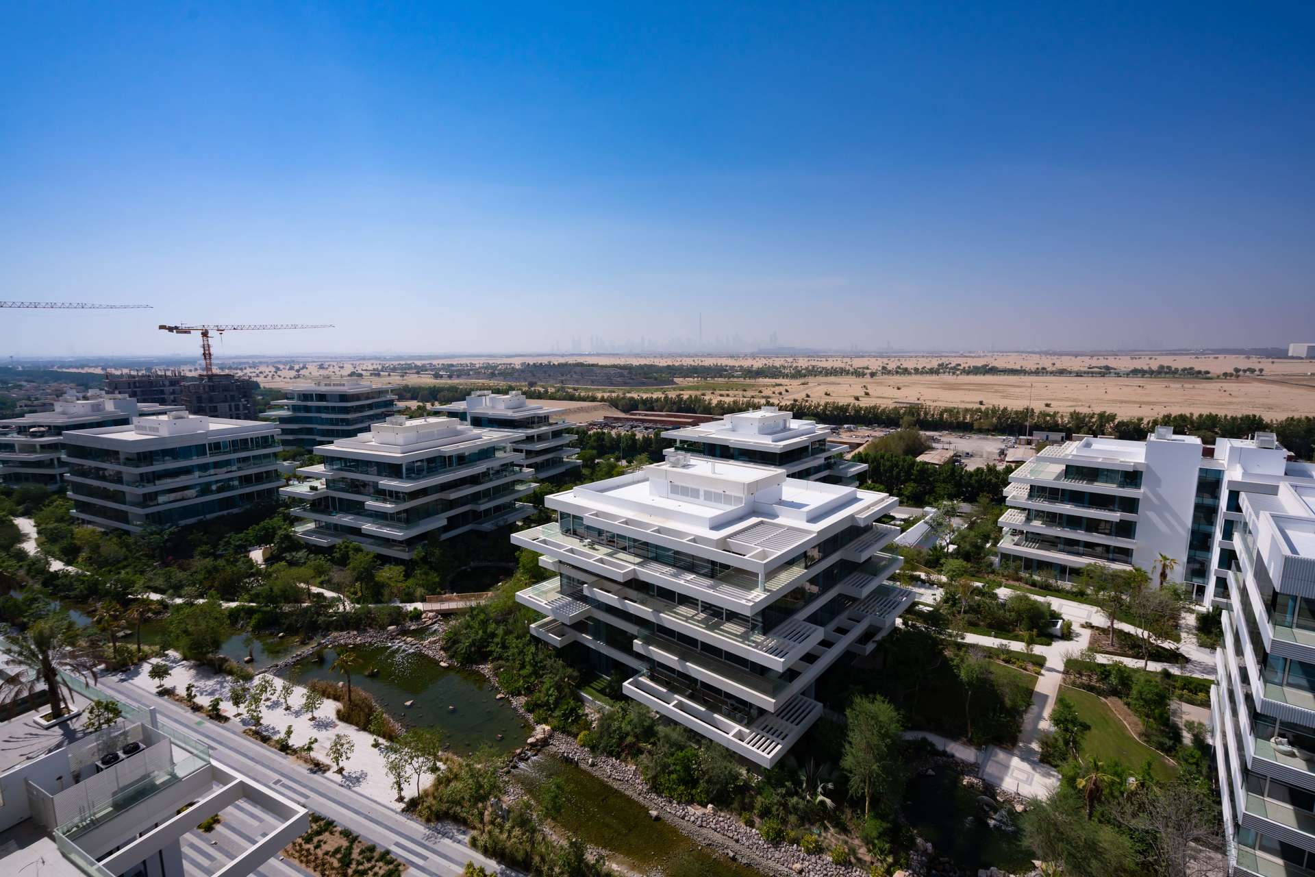 Luxurious balcony view from Seventh Heaven apartment in Al Barari, available for rent