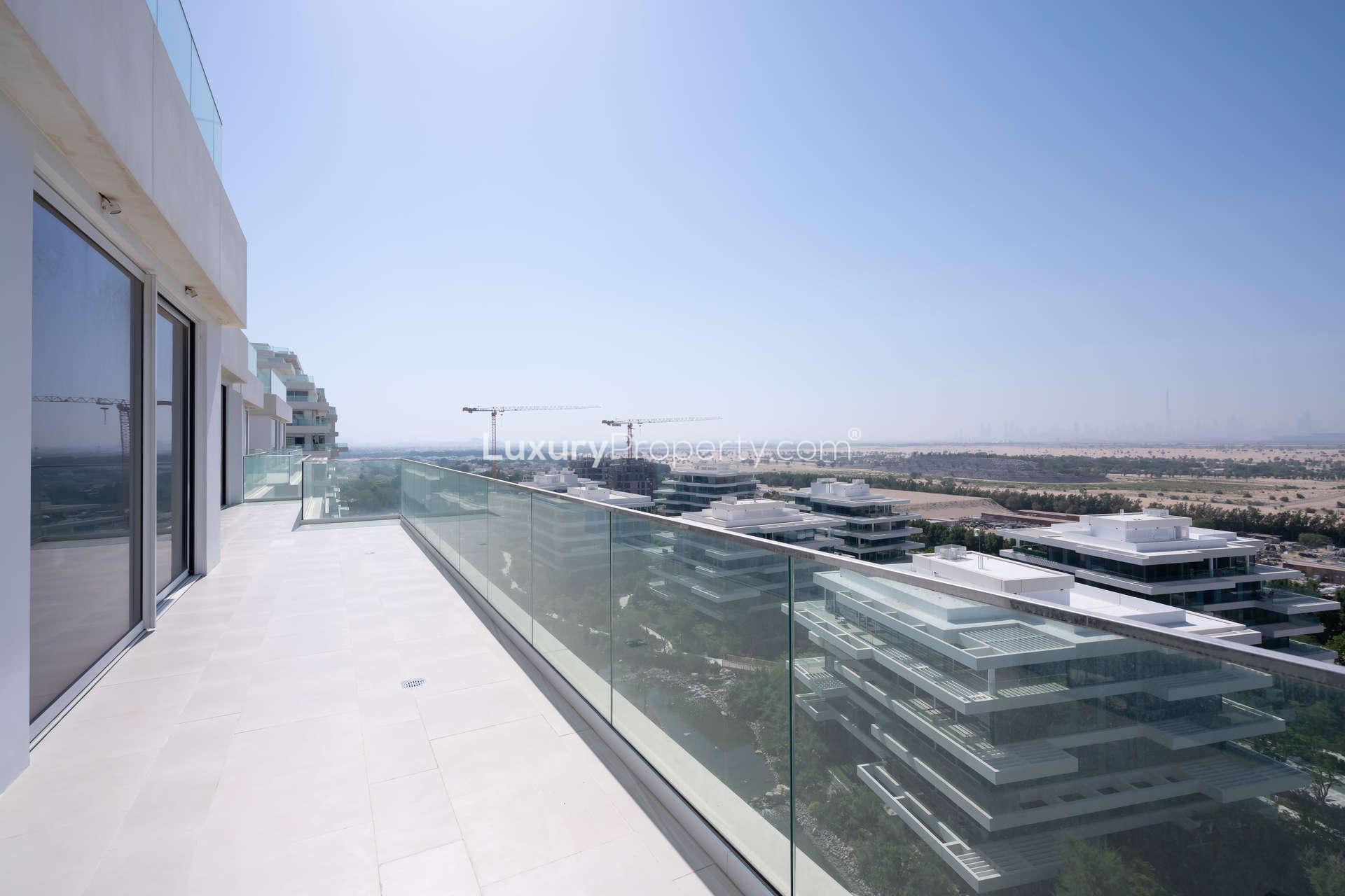 Luxurious Al Barari apartment with large windows and stunning views in Seventh Heaven