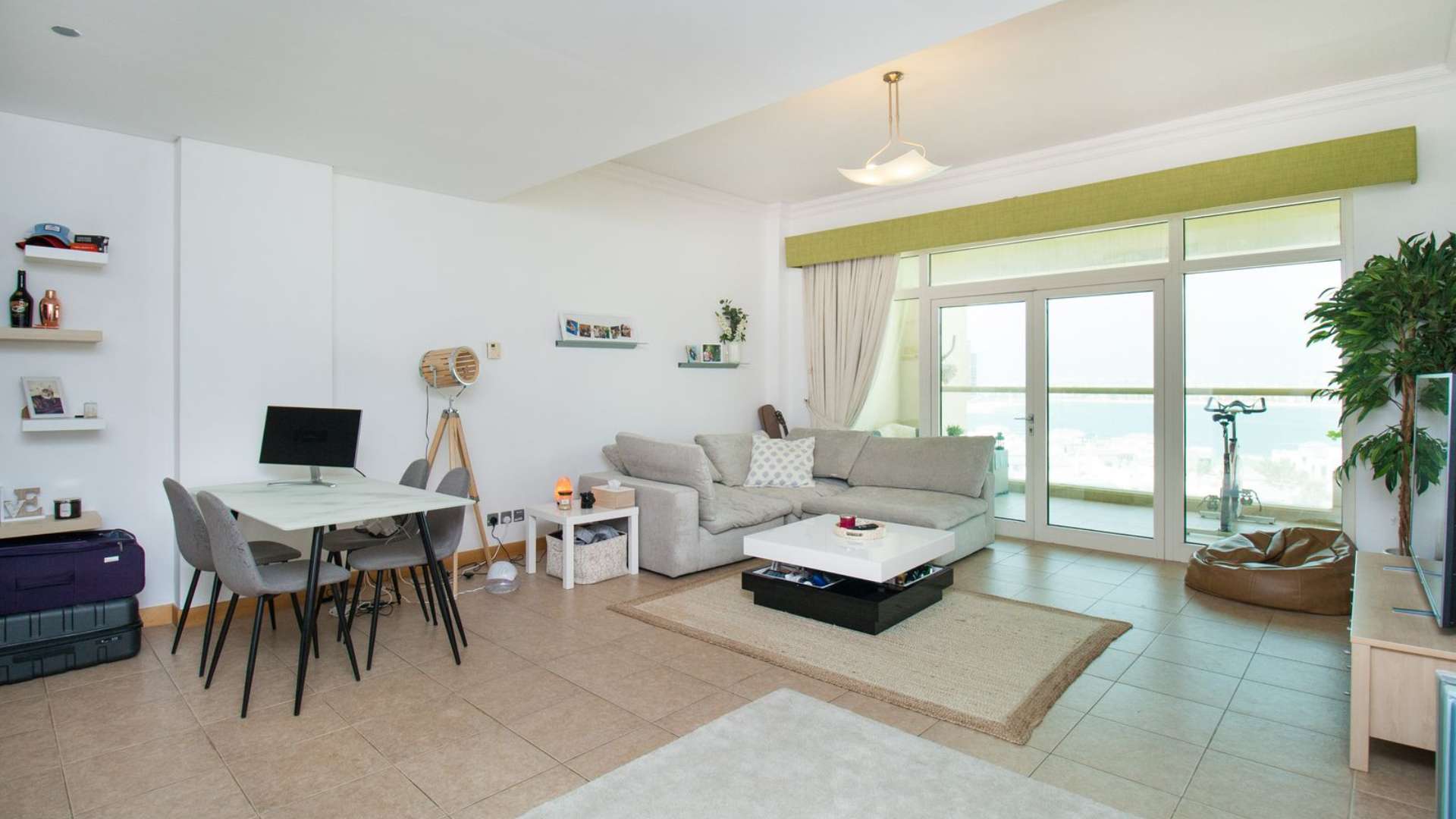Balcony view from 2-bedroom Shoreline apartment in Palm Jumeirah overlooking beach and sea