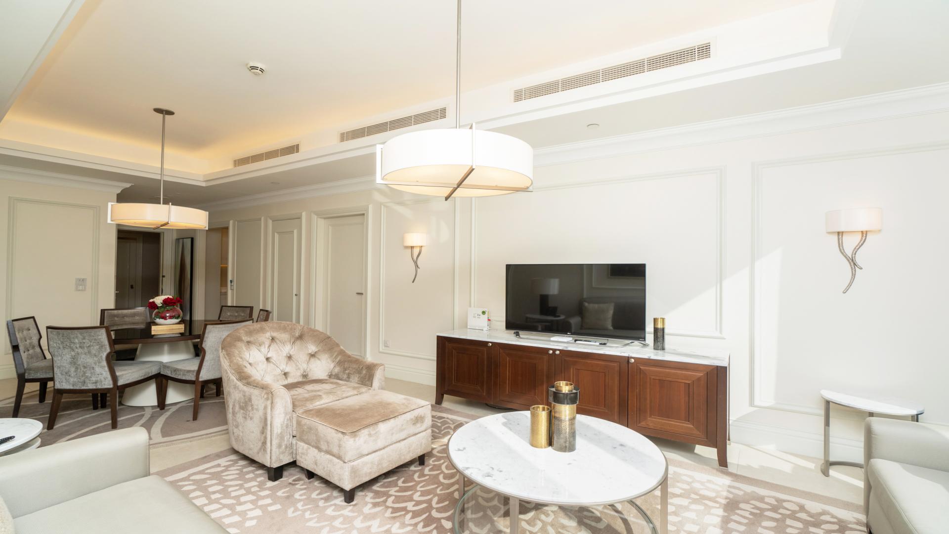 Luxurious living room in 2-bedroom apartment, Kempinski Boulevard, Downtown Dubai, available for rent