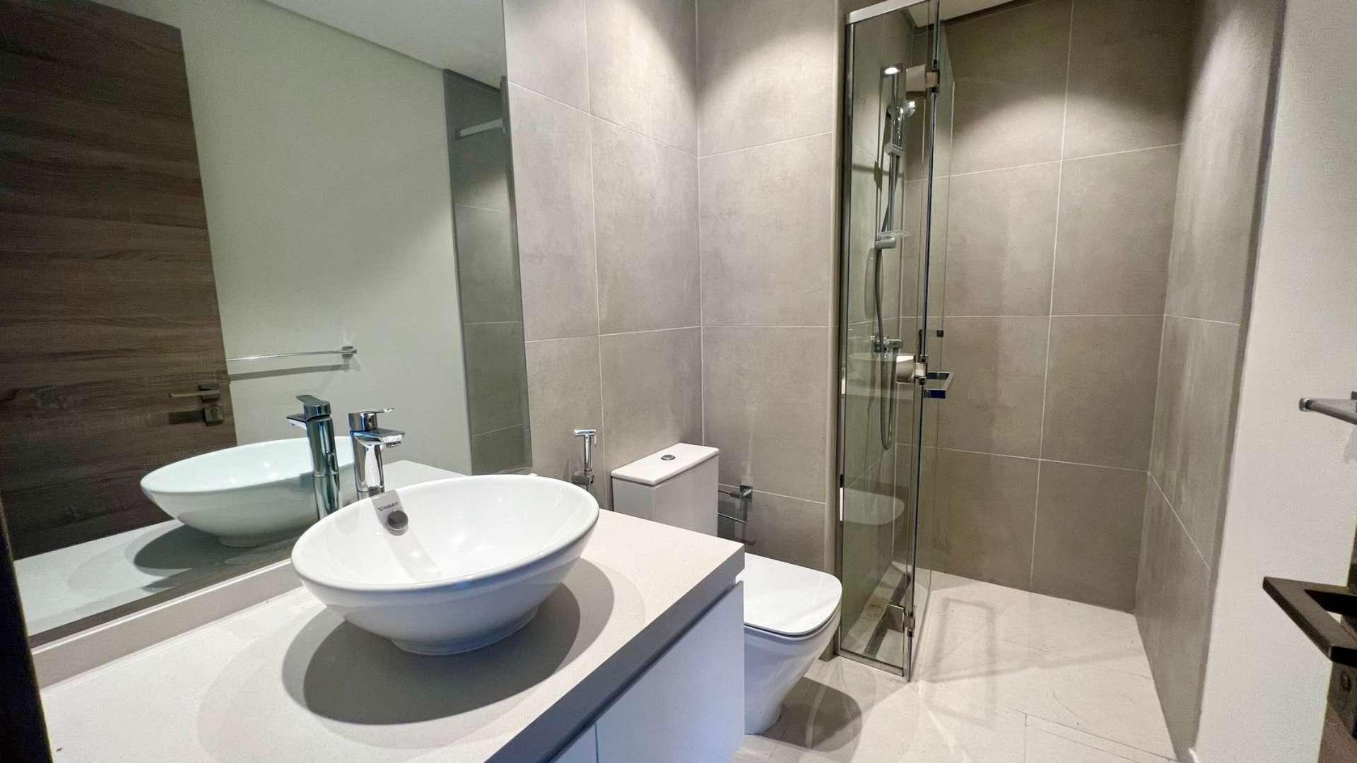 Modern living room interior of waterfront apartment in Studio One, Dubai Marina