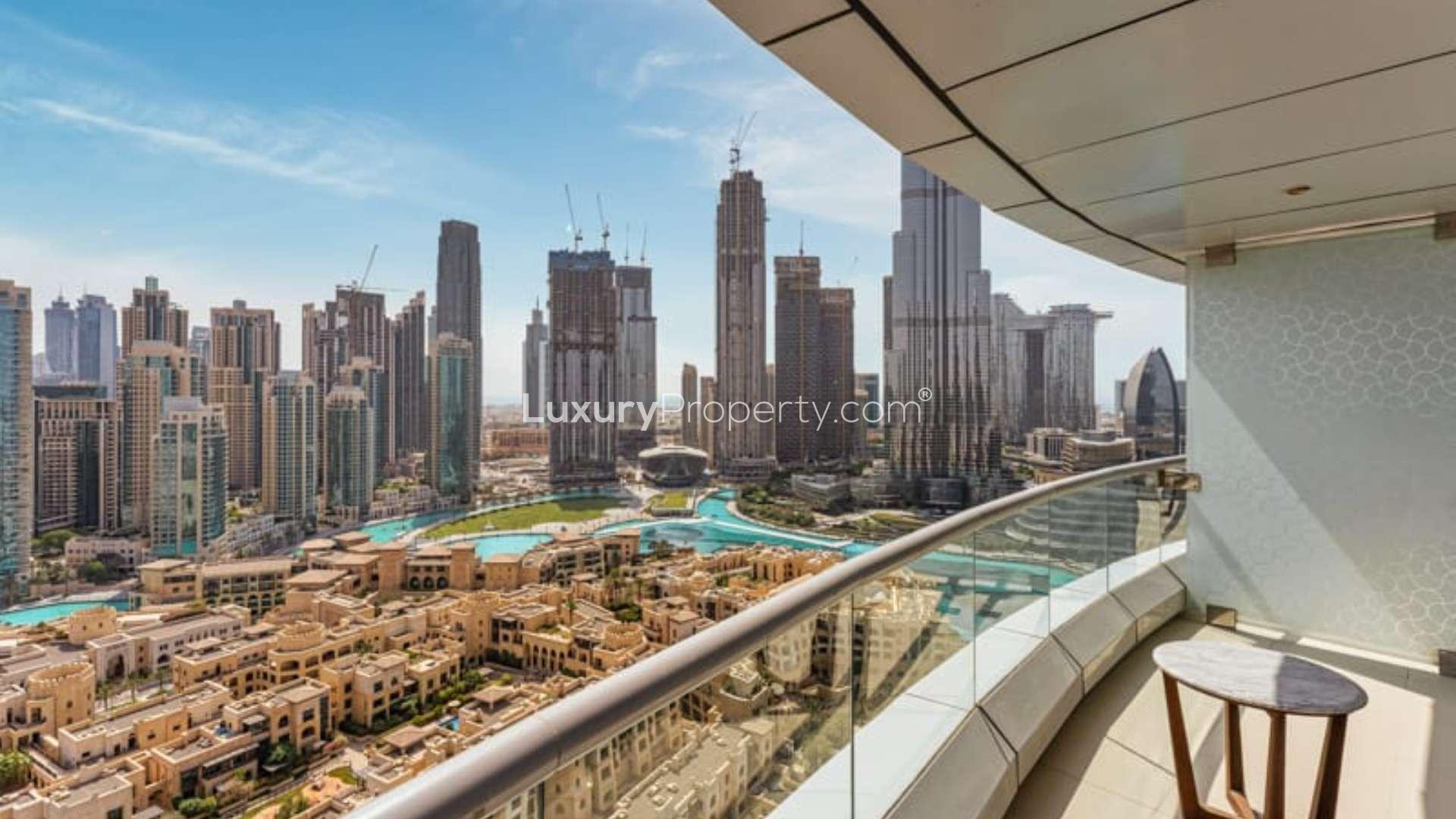 Luxurious living room in 2-bedroom apartment, The Address Downtown, Downtown Dubai, for rent