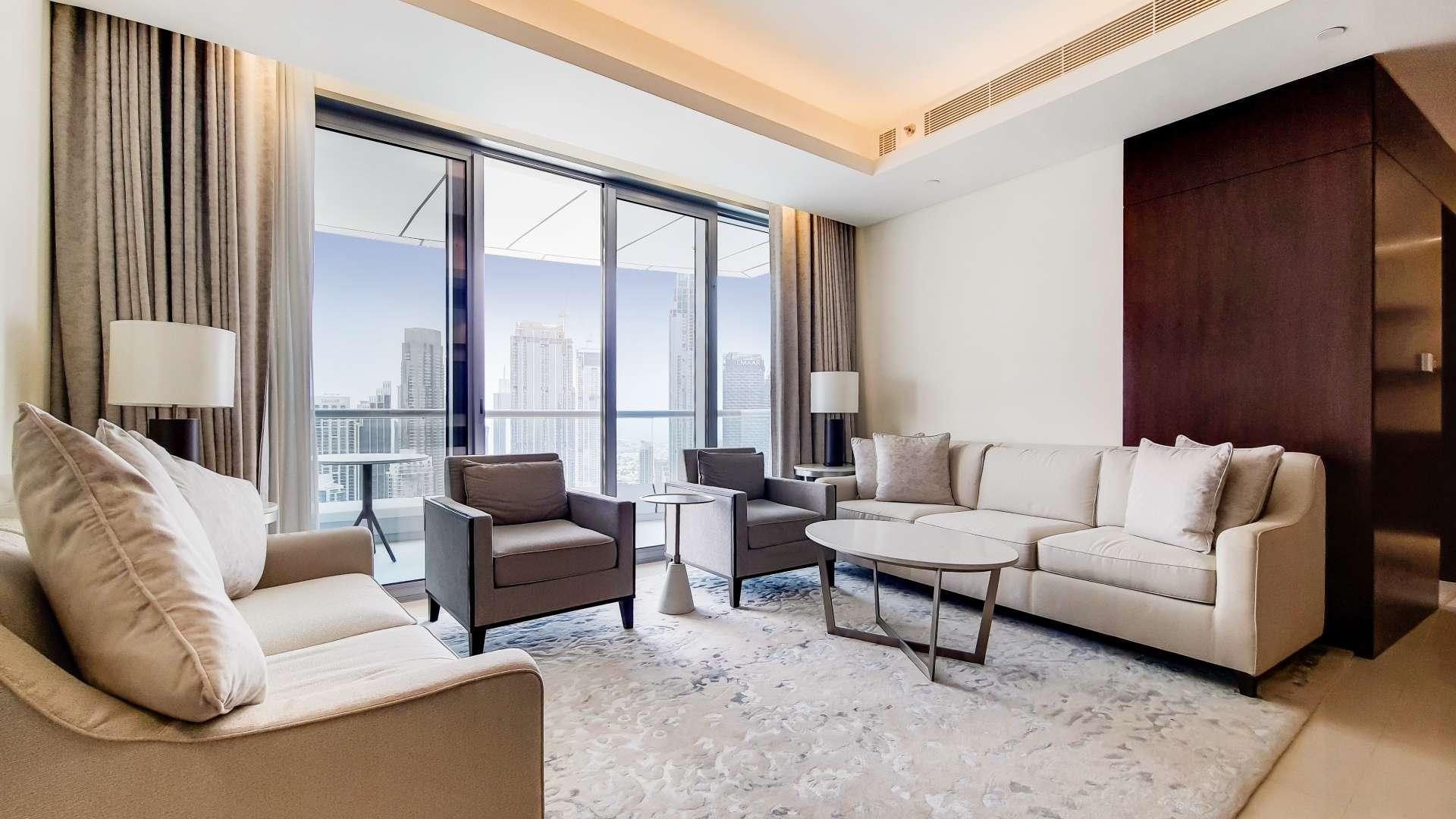 View of Downtown Dubai skyline from The Address Downtown apartment balcony