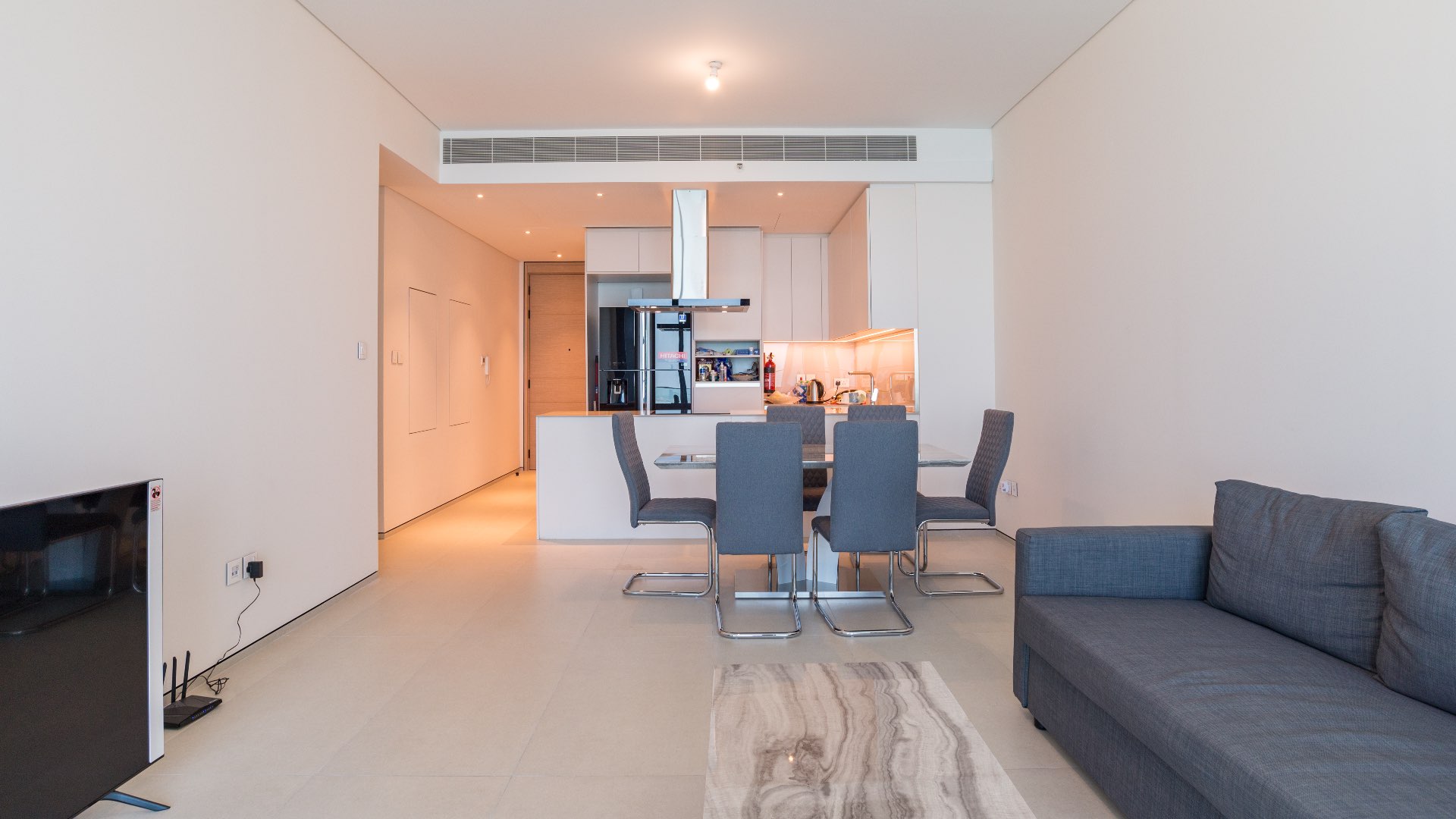 Furnished bedroom with sea view in Address Jumeirah serviced apartment, Jumeirah Beach Residence