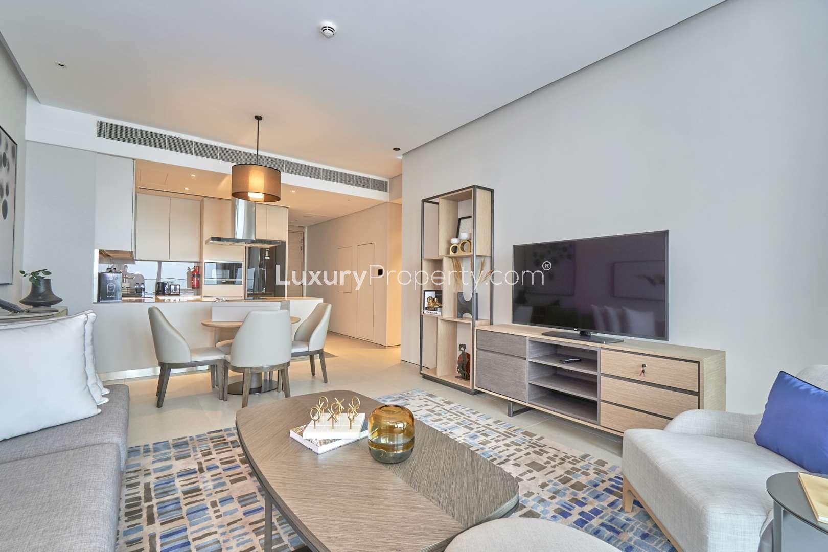 Balcony view from furnished apartment at The Address Jumeirah Beach Resort, JBR Dubai