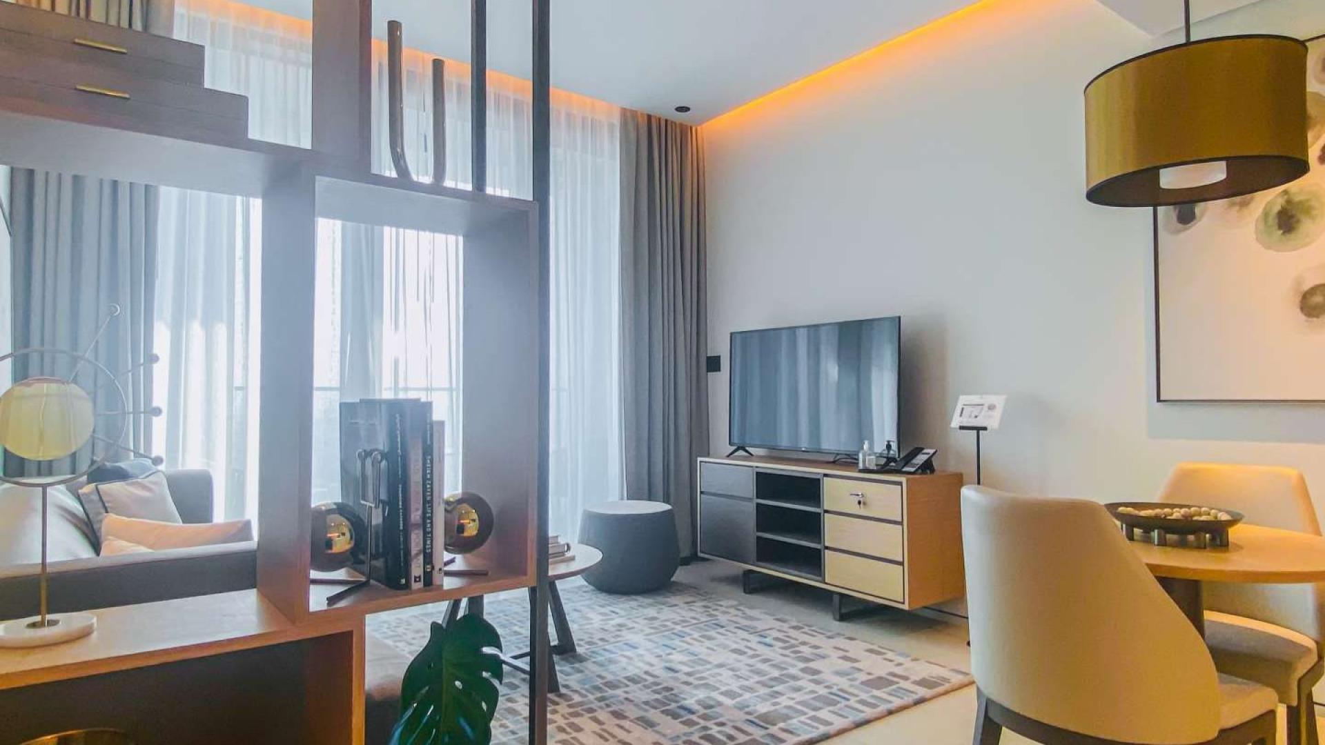 Modern living room in serviced apartment, Address Jumeirah Resort, Jumeirah Beach Residence