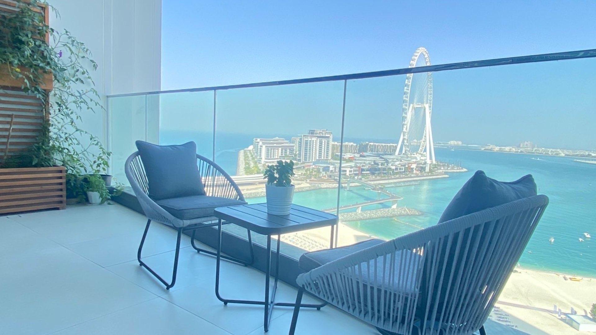 Furnished living room with sea view in Address JBR two-bedroom apartment for rent
