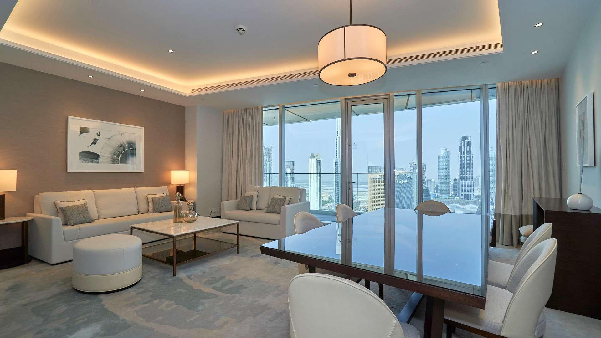 Modern living room in Downtown Dubai apartment at The Address Sky View Towers