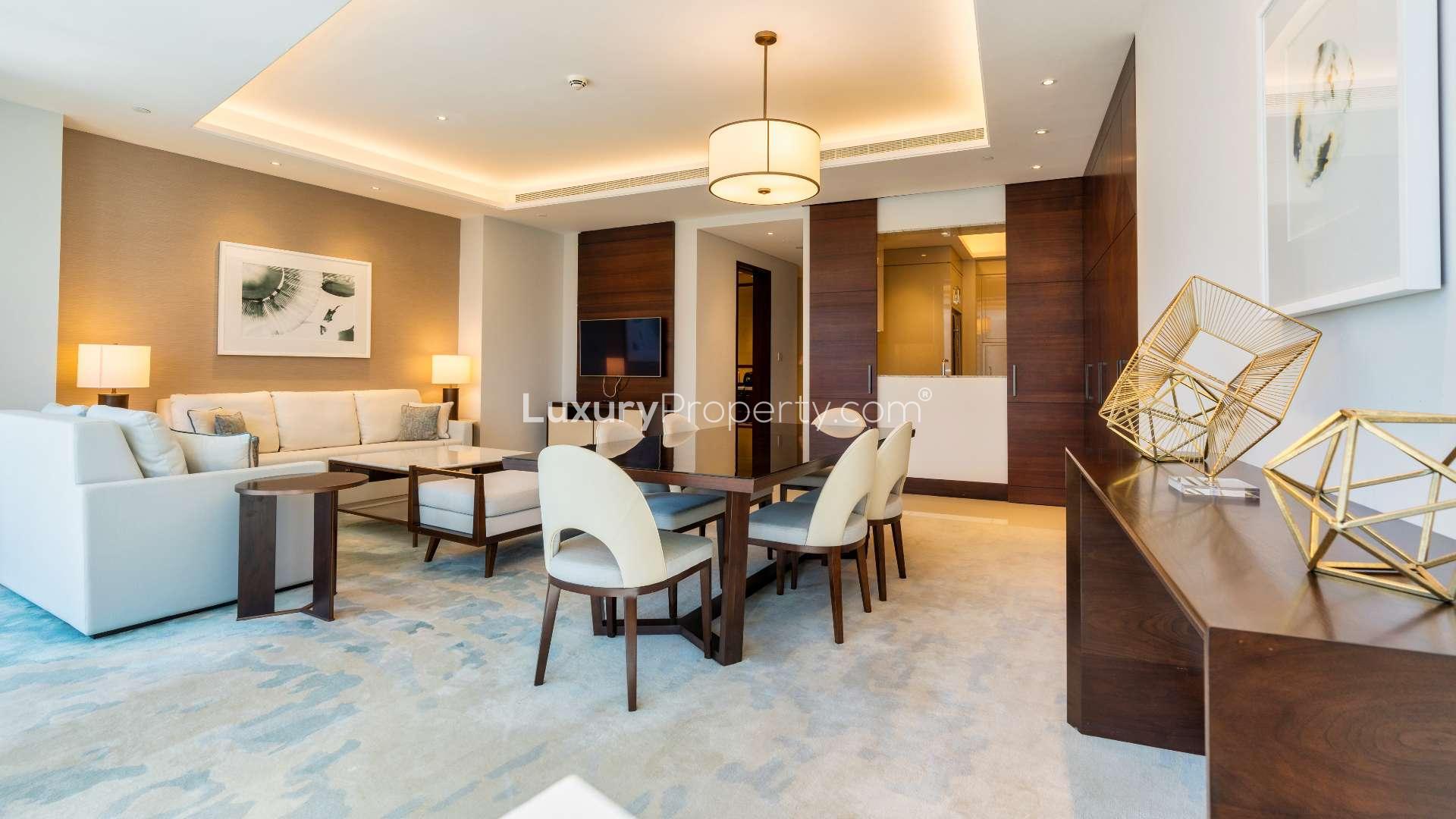 Balcony view from 2-bedroom serviced apartment in Address Sky View, Downtown Dubai for rent