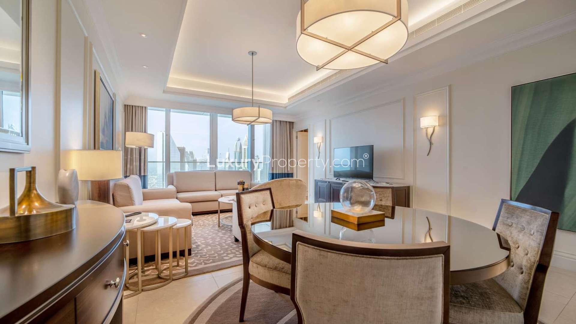 Luxurious living room in high-floor Downtown Dubai apartment, The Address The BLVD
