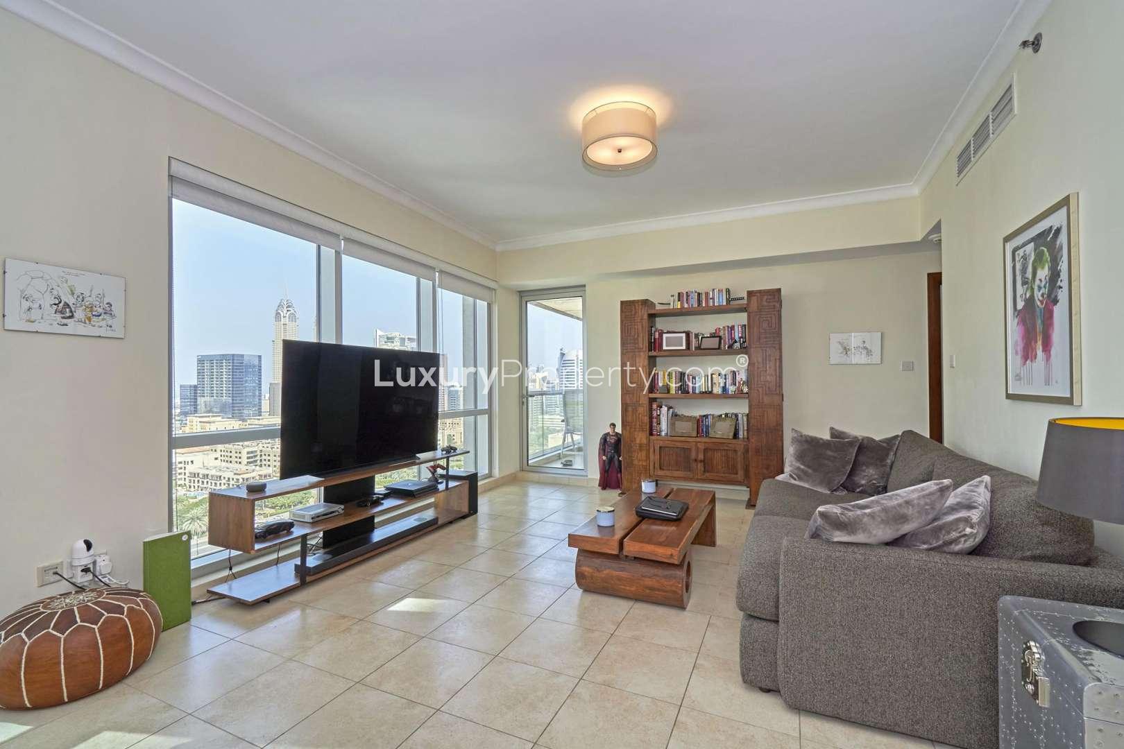 Spacious bedroom in 2-bedroom apartment, The Fairways, Dubai, with ensuite bathroom and modern decor