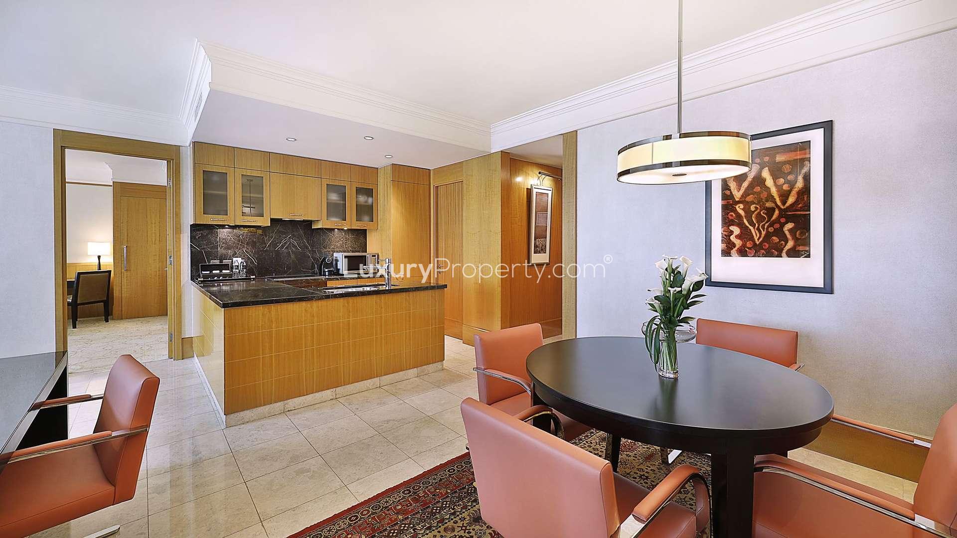 Luxurious bedroom in fully furnished 2-bedroom apartment at The Ritz Carlton, DIFC for rent