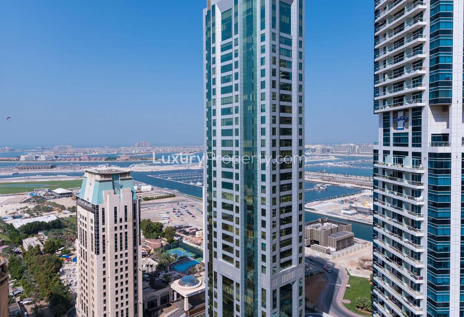Spacious living room in 2-bedroom apartment, The Royal Oceanic, Dubai Marina for rent