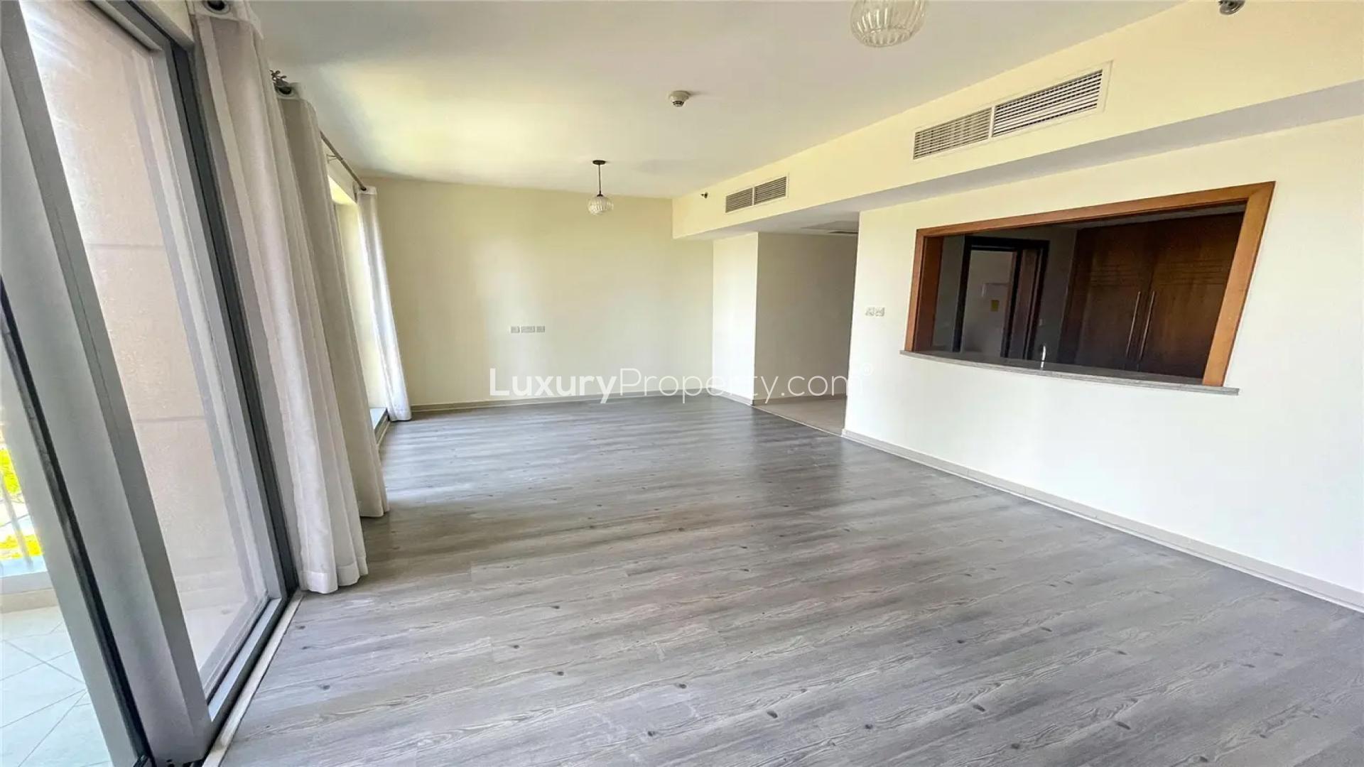 Spacious living area with balcony in Standpoint Towers, Downtown Dubai apartment for rent