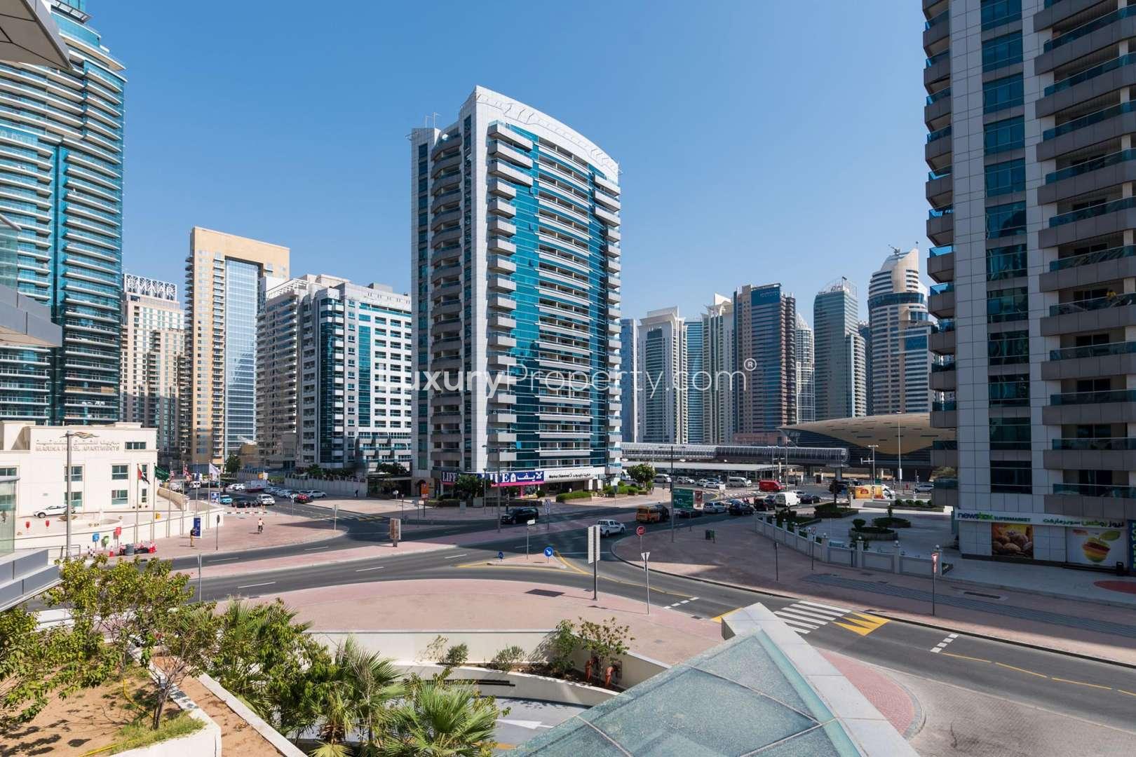 Balcony view from 2-bedroom apartment in Trident Bayside, Dubai Marina for rent