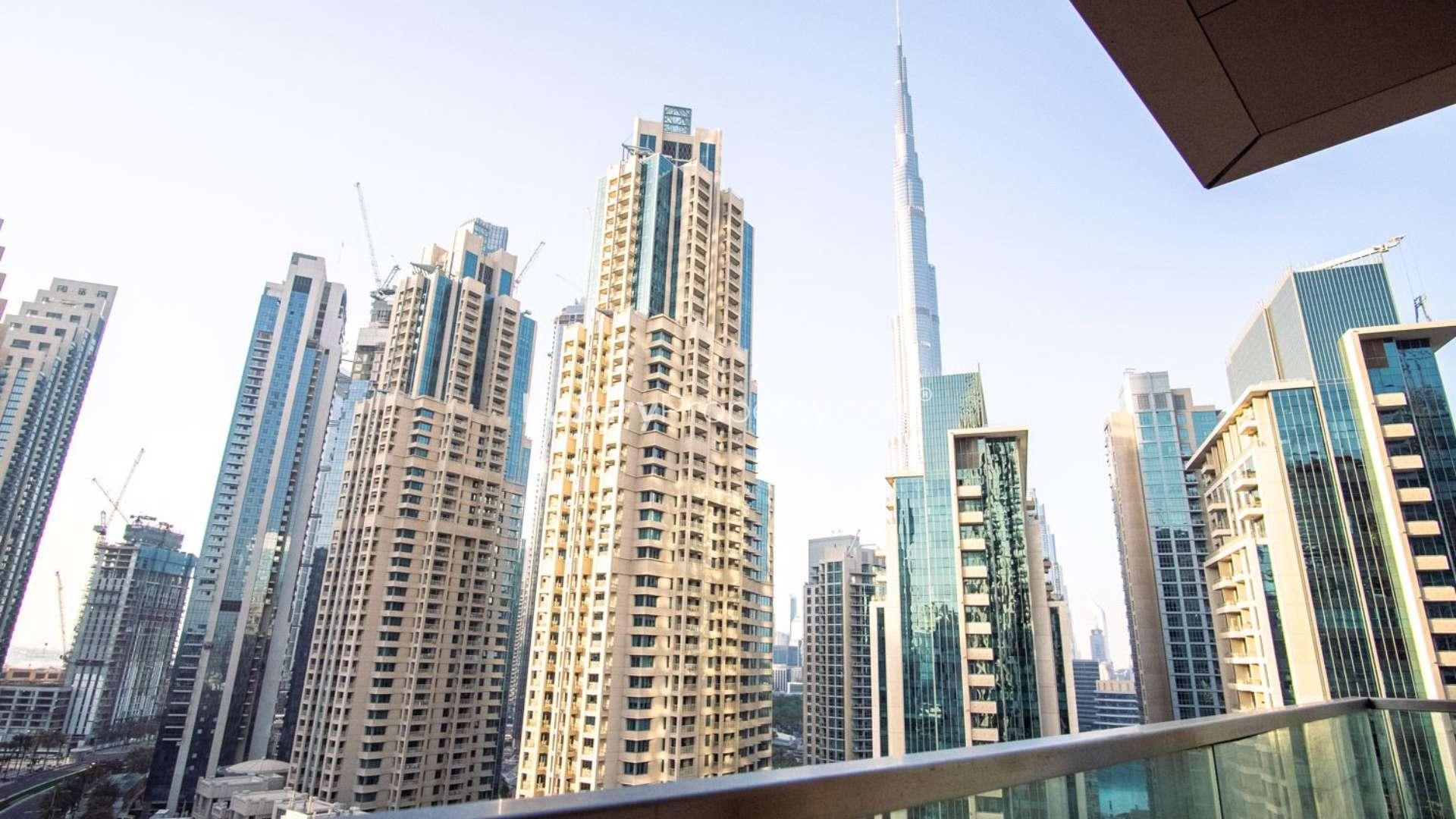 Modern living room in 2-bedroom apartment, Vida Residence Downtown Dubai, available for rent