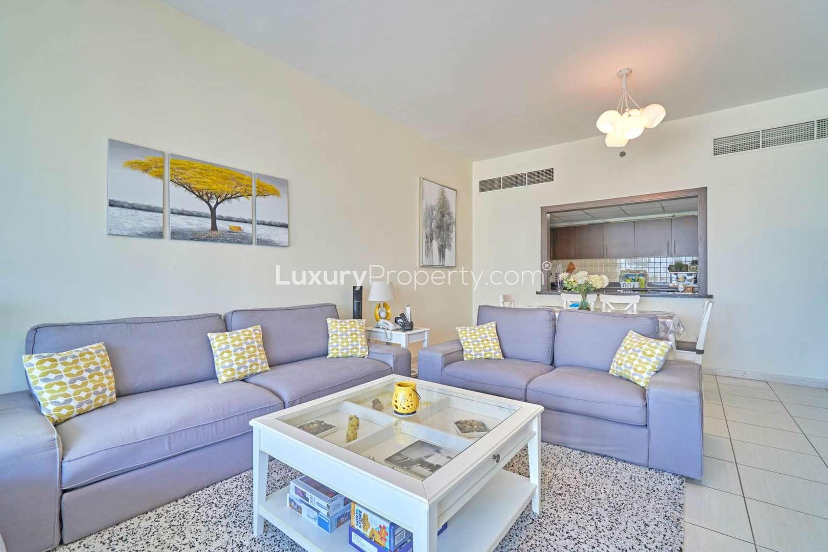 Bright bedroom with large windows, city views in Business Bay apartment, Windsor Manor