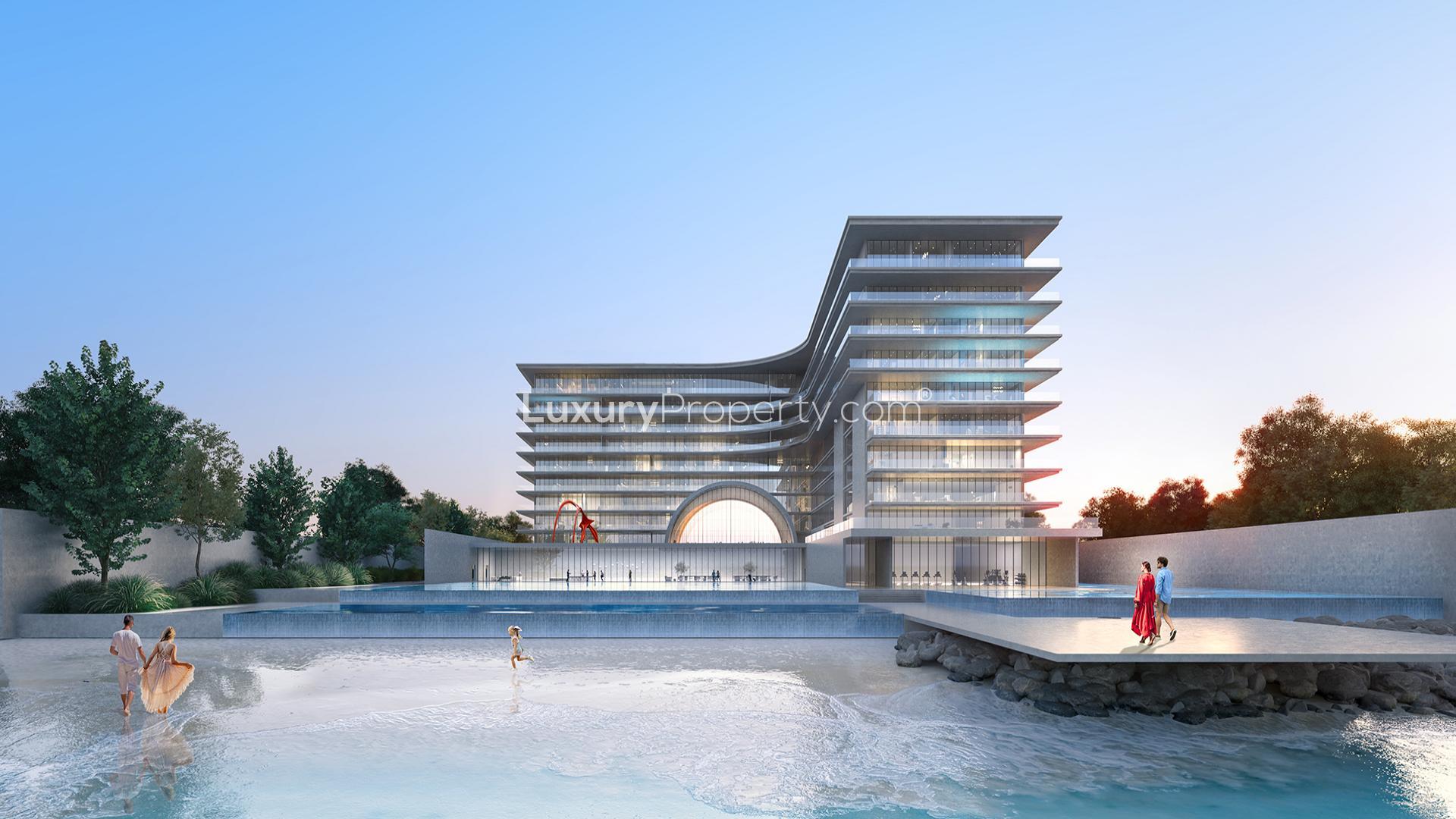 Exterior view of Armani Beach Residences apartment on Palm Jumeirah for sale