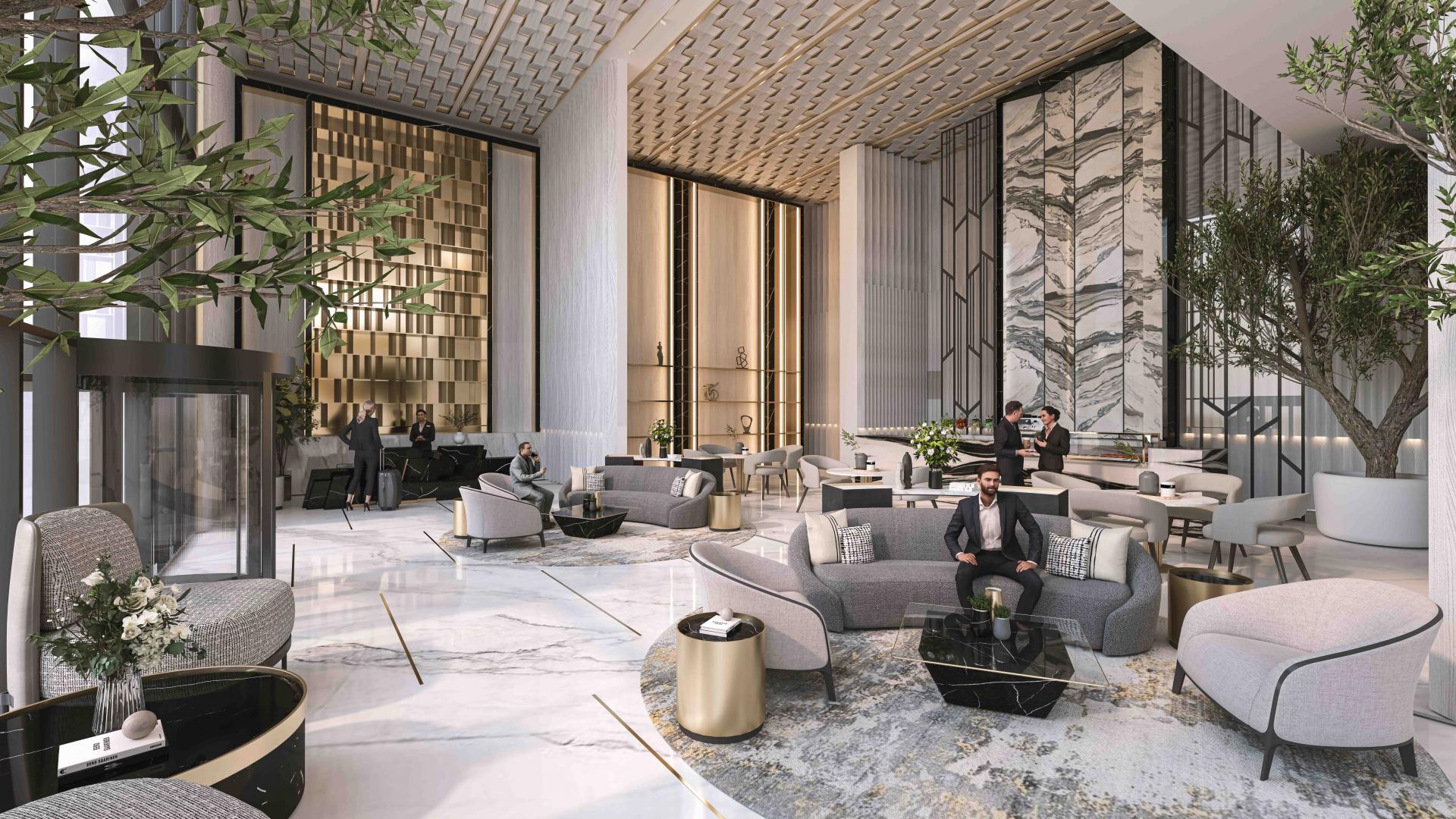 Luxurious lobby in Mallside Residences, Dubai Hills Estate apartment for sale, elegant design