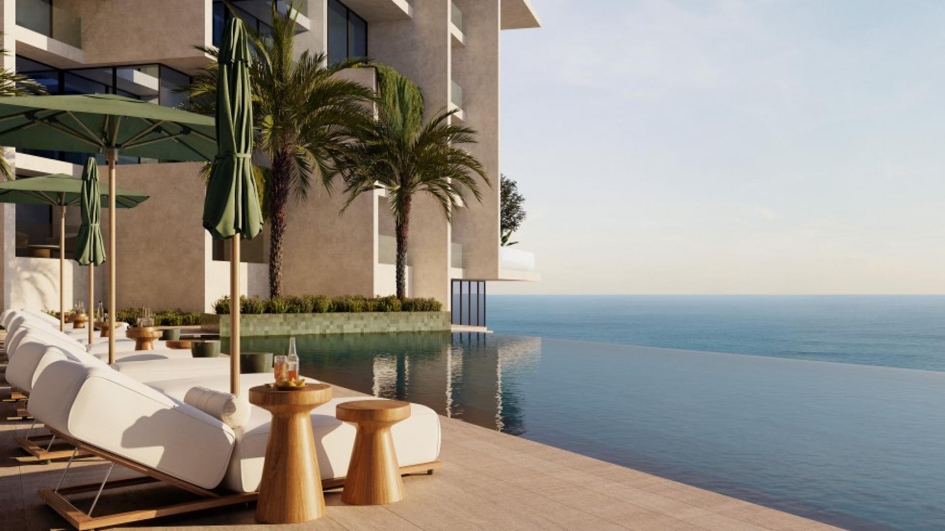 Modern apartment exterior with ocean views at Masa Residence, Al Marjan Island