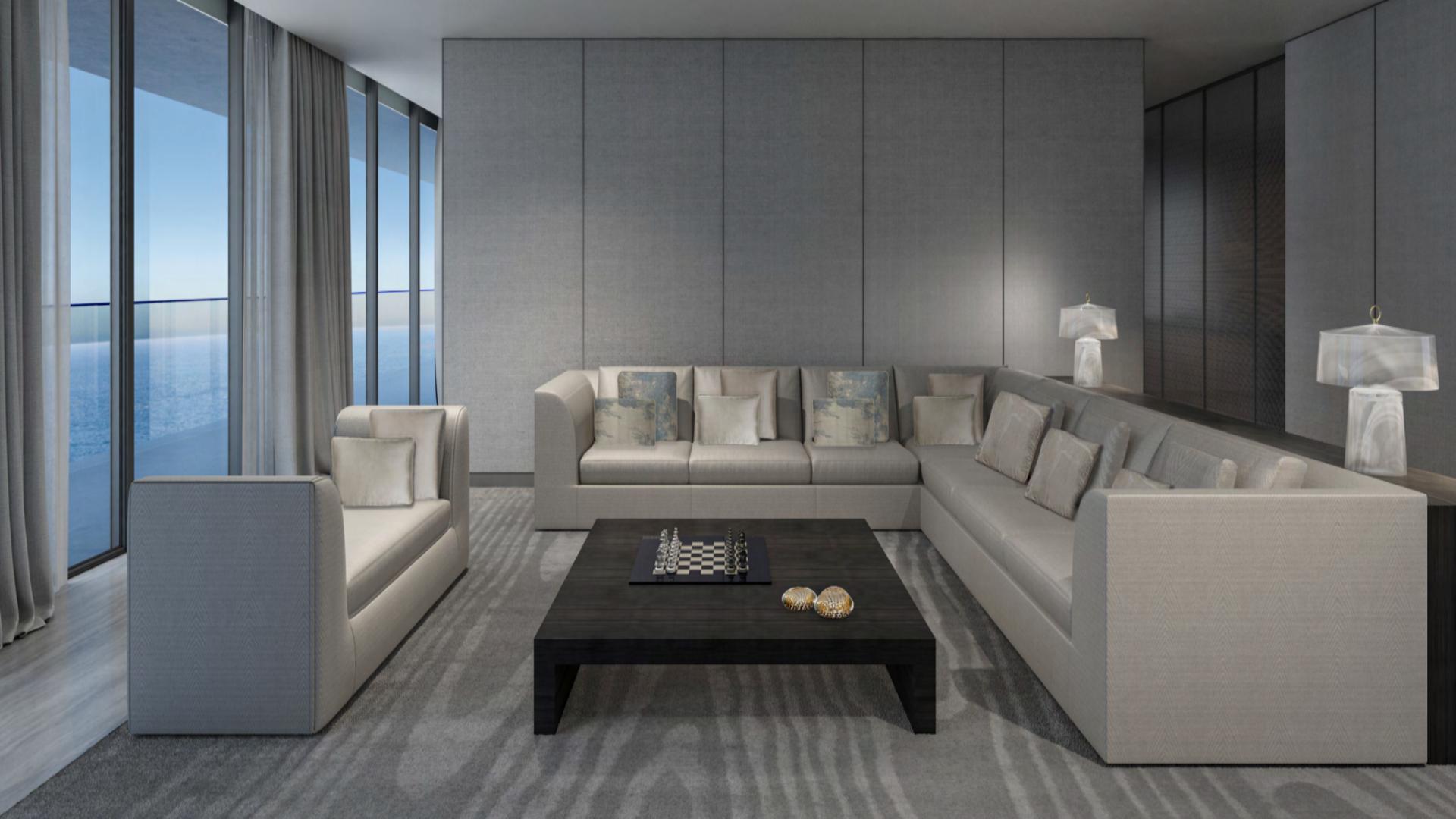 Modern architecture of Armani Beach Residences, Palm Jumeirah, luxury apartment building exterior