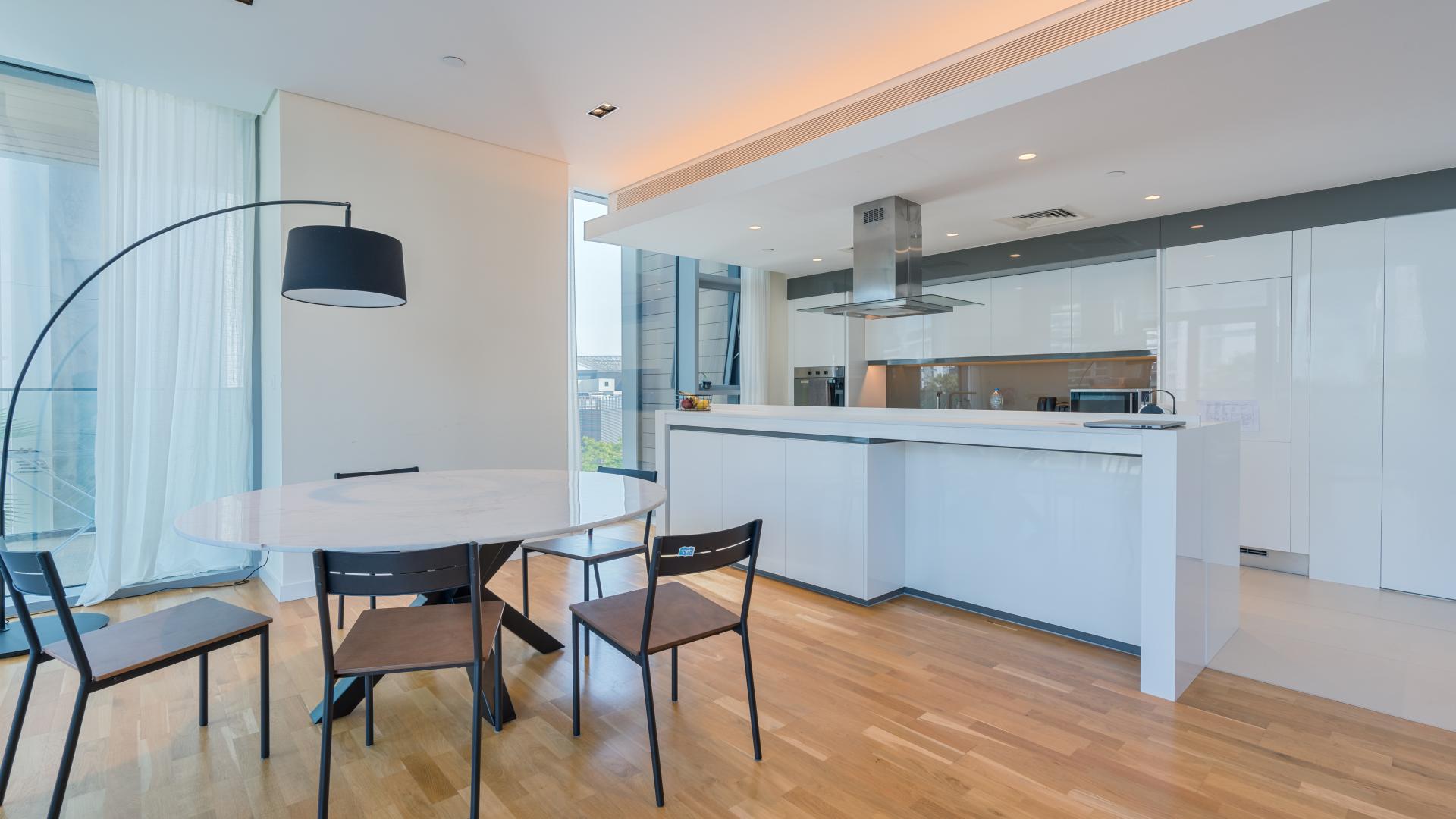 Furnished apartment living room with garden view in Bluewaters Residences, two bedrooms, for sale